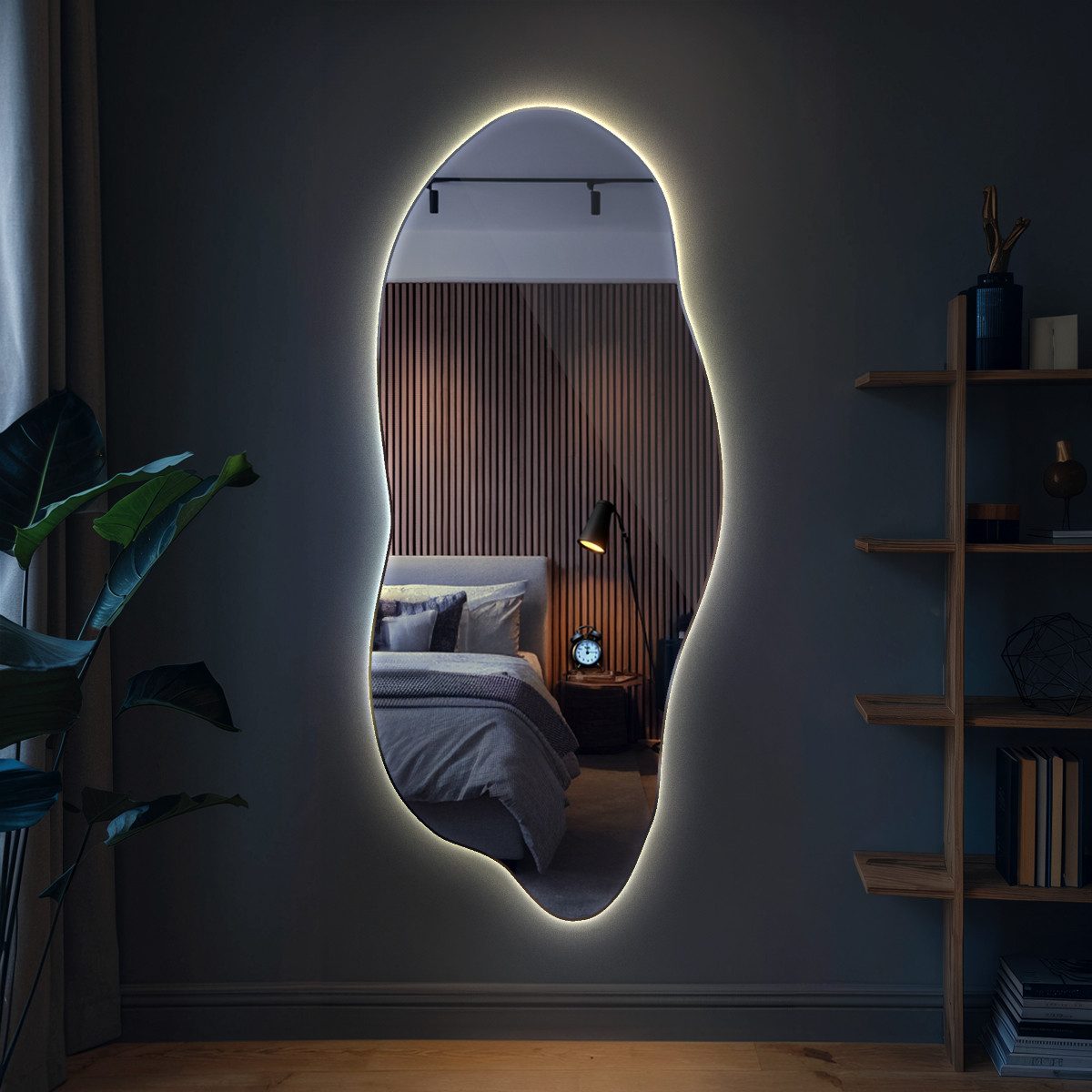 Tulup LED-Lichtspiegel Hochwertiger Neutraler LED-Dekorationsspiegel für Modernes Make-up