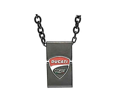 DUCATI CORSE Kette mit Anhänger Ducati CORSE Halskette Edelstahl beschichtet schwarz mit Anhänger