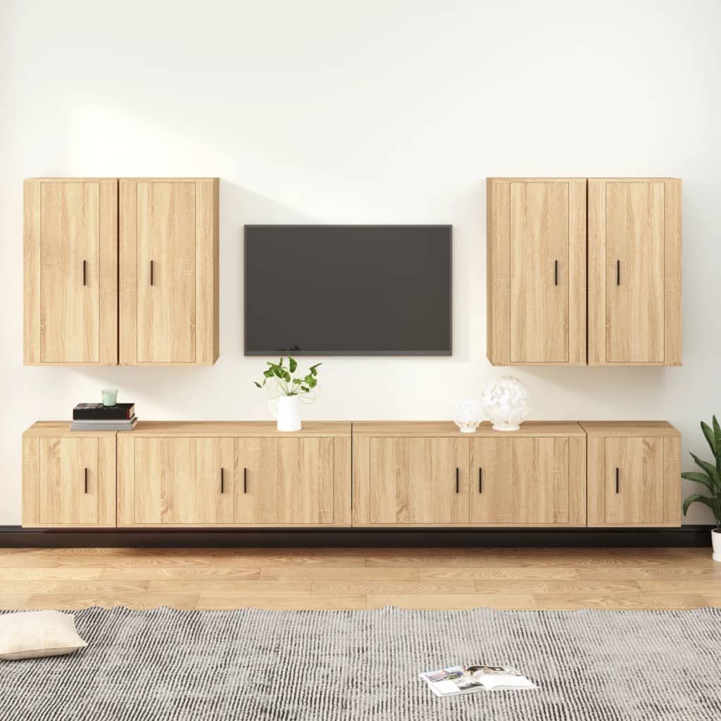 vidaXL TV-Schrank 8-tlg. TV-Schrank-Set Sonoma-Eiche Holzwerkstoff (8-St) Sonoma Eiche