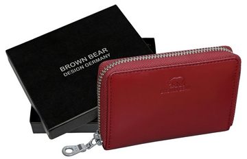 Brown Bear Geldbörse Modell Kai umlaufender Reißverschluss Querformat klein, mit 8 Kartenfächern und RFID-Schutz für Damen Rot