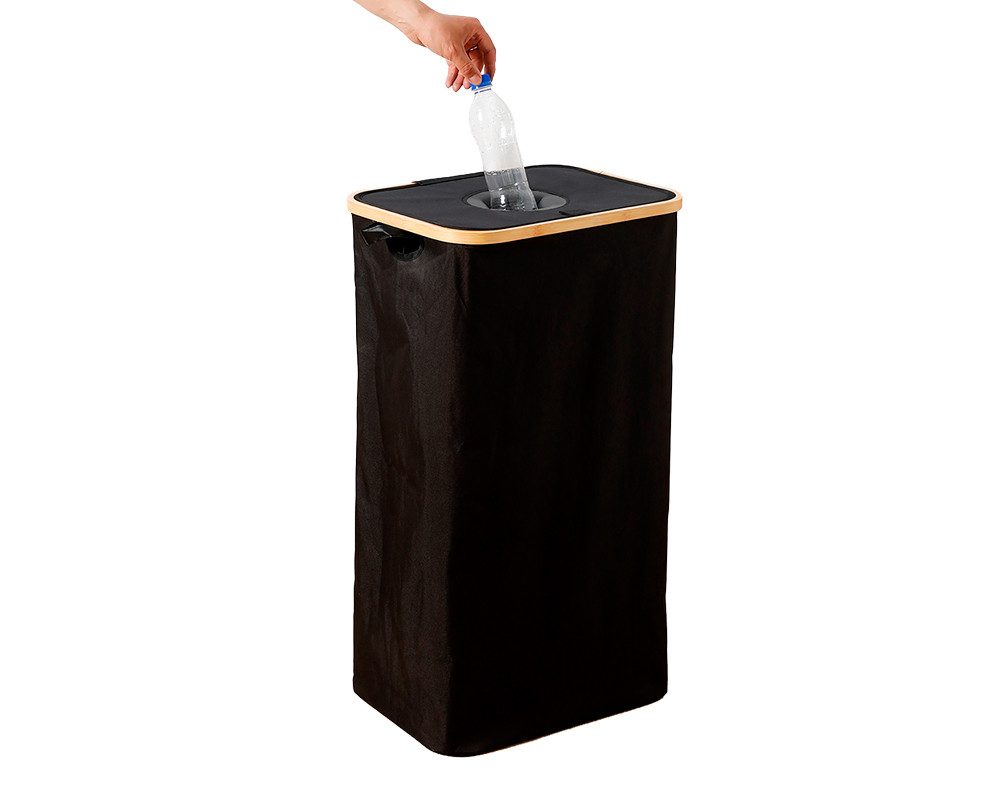 axentia Flaschensammler Flaschen-Sammler mit herausnehmbarer Innentasche 44 × 33 × 70 cm (Pfandflaschensammler / Leerflaschensammler, Sammeltasche für Pfandflaschen und Leergut), Öffnung an der Oberseite zum Einwerfen von Flaschen