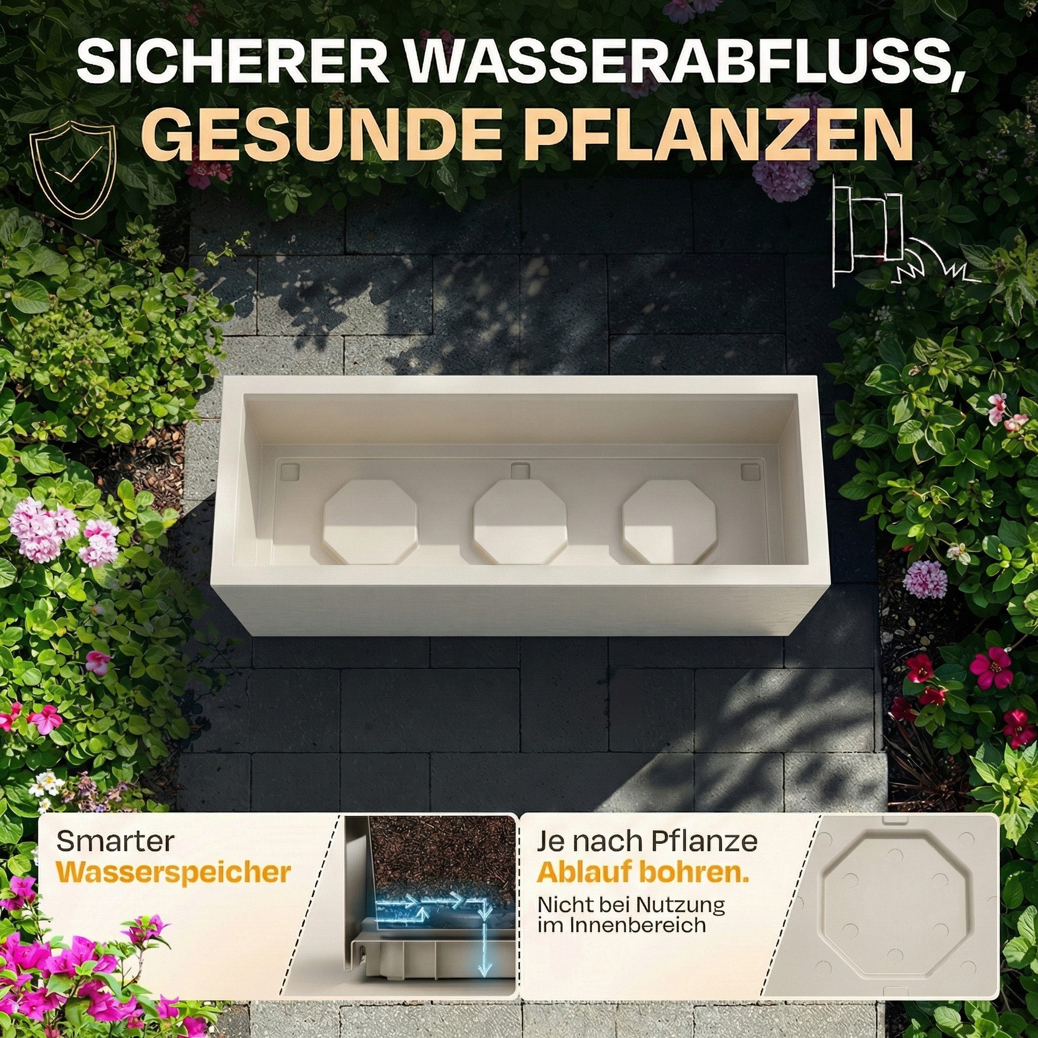 ONDIS24 Pflanzkübel Ondis24 Blumenkübel Vulkano, 50L Blumenkasten (1 St), mit cleverem Wasserspeicher am Boden