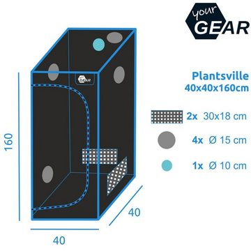 yourGEAR Gewächshaus yourGEAR Growzelt Plantsville - Grow Indoor Box, Zuchtzelt, Gewächshaus, Schrank zur Pflanzenzucht 40x40x160 cm