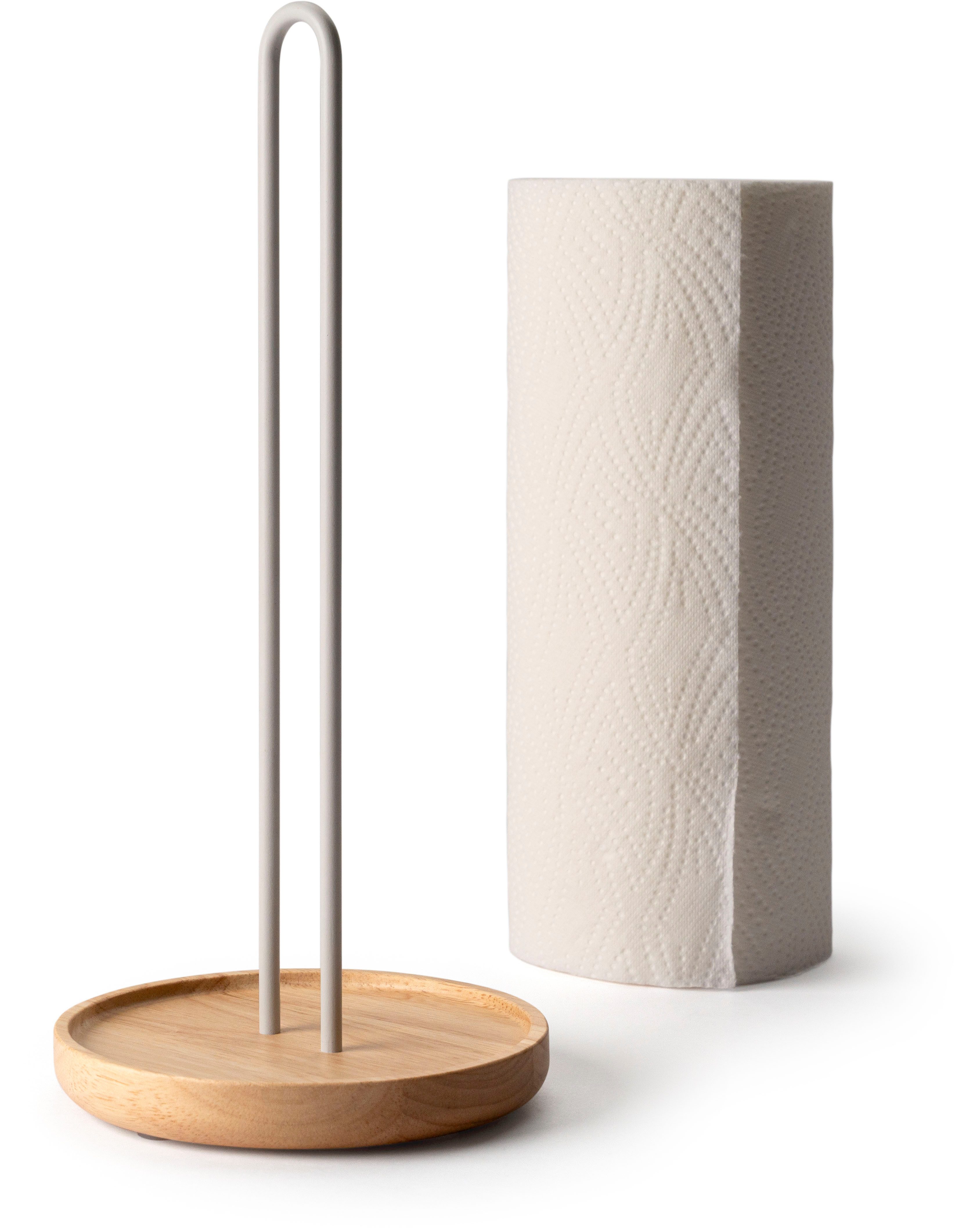 Continenta Küchenrollenhalter Gummibaum-Sockel, (1-St), Ø14x31,6 cm, Silikonfüße, auch für XL-Rollen