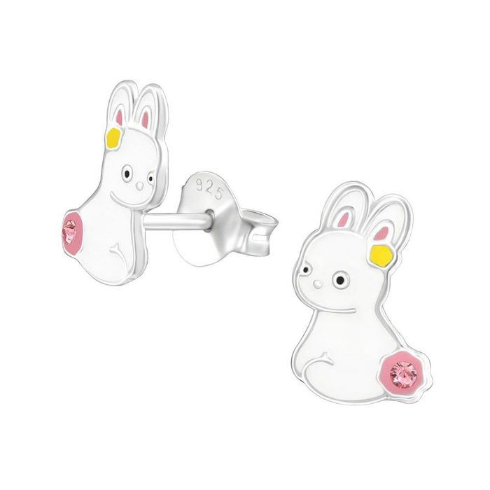 BUNGSA Ohrring-Set Ohrstecker Bunny mit Kristall aus .925 Silber Kinder (1 Paar (2 Stück) 2-tlg) Ohrschmuck Ohrringe