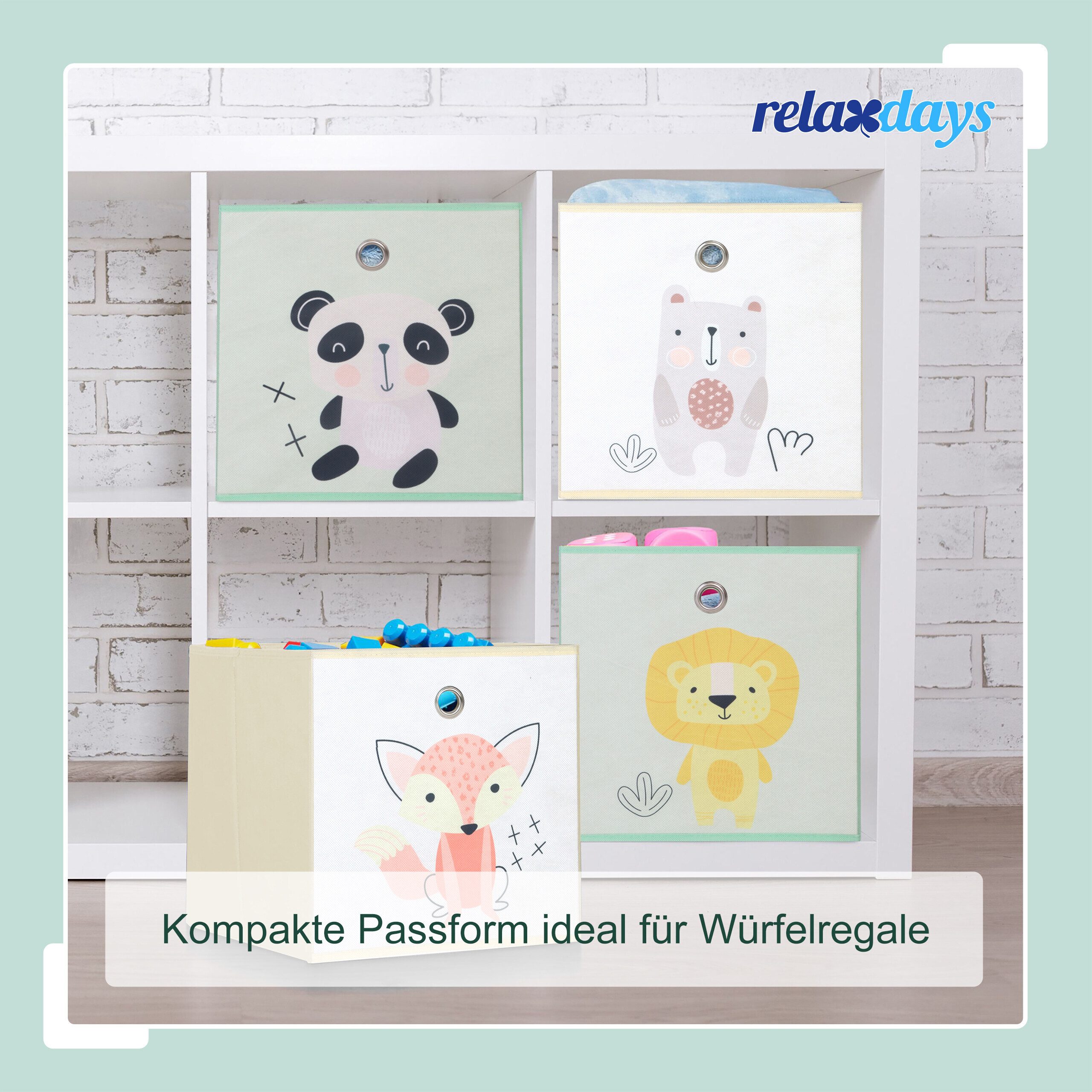 relaxdays Faltbox Kinder Aufbewahrungsboxen im 4er Set (4 St), C – Bild 2 von 5