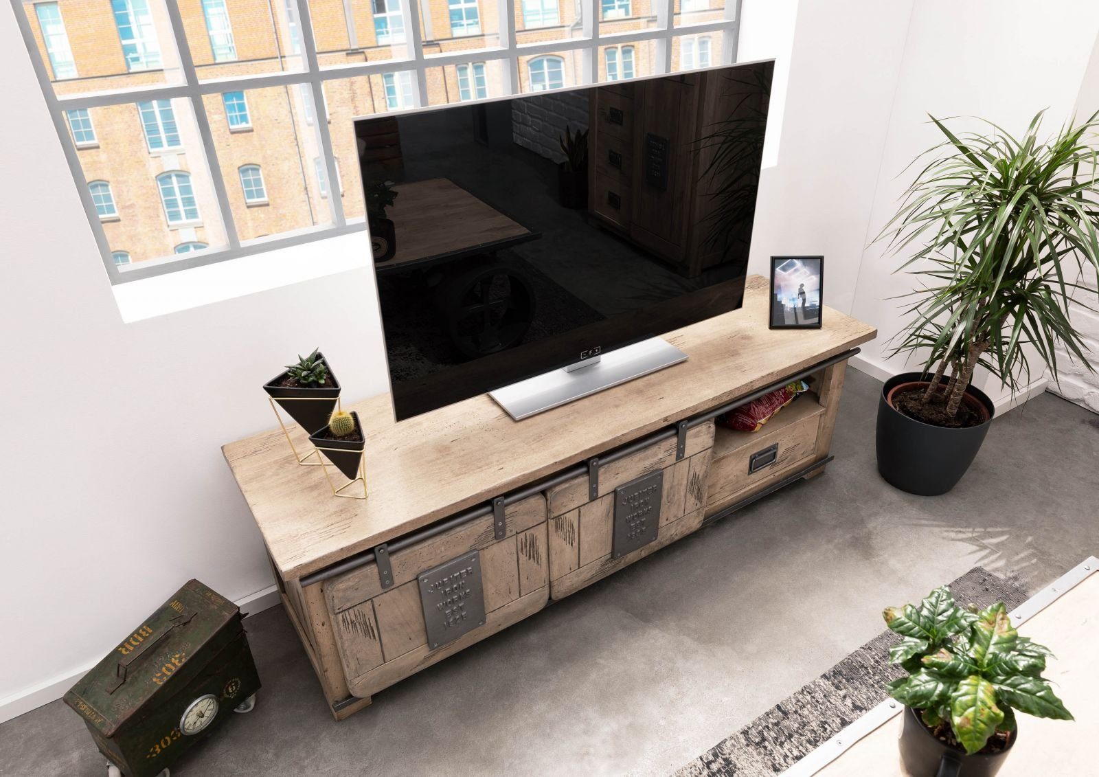 Massivmoebel24 TV-Board (TV-Board Mango 160x45x50 whitewash günstig online kaufen