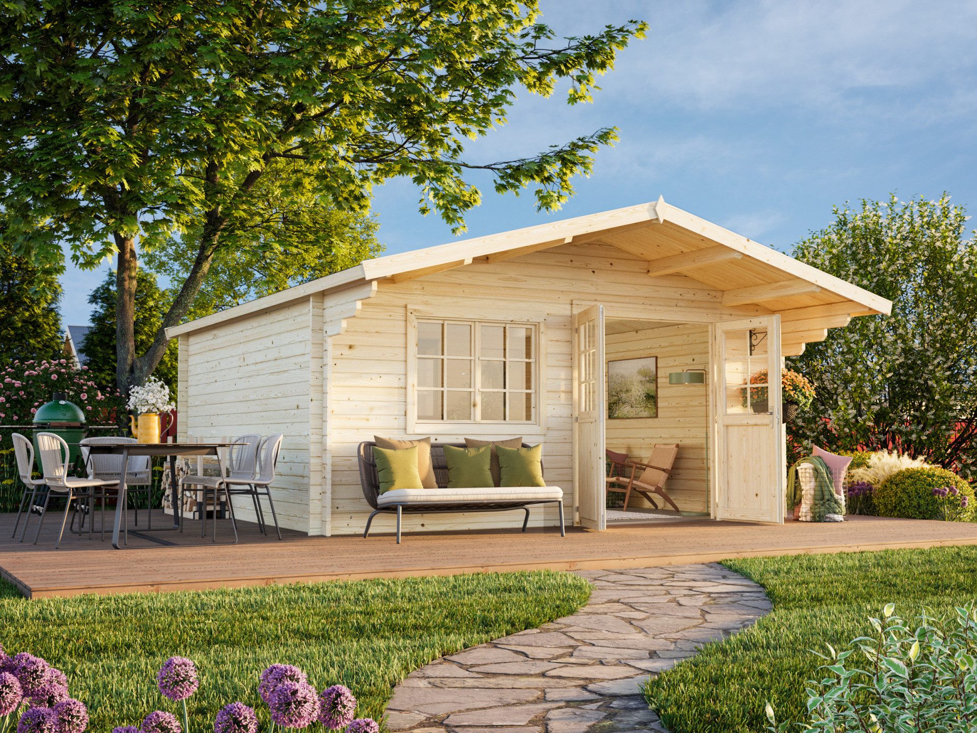 Palmako Gartenhaus 5x4m Holz Britta 19,7 in 40mm Wandstärke, BxT: 500x445 cm, ohne Fußboden, mit Premium Dachbahn selbstklebend