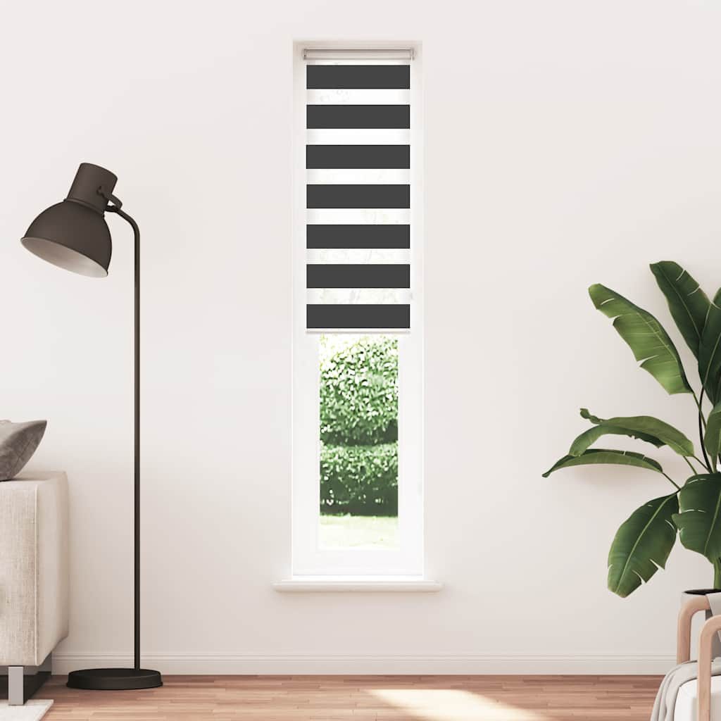 Rollo Doppelrollo Schwarz 40x230 cm Stoffbreite 35,9 cm Polyester, vidaXL – Bild 2 von 5