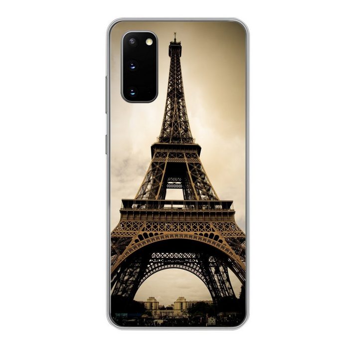 MuchoWow Handyhülle Eiffelturm in Paris Sepia-Fotodruck Phone Case Handyhülle Samsung Galaxy S20 Silikon Schutzhülle