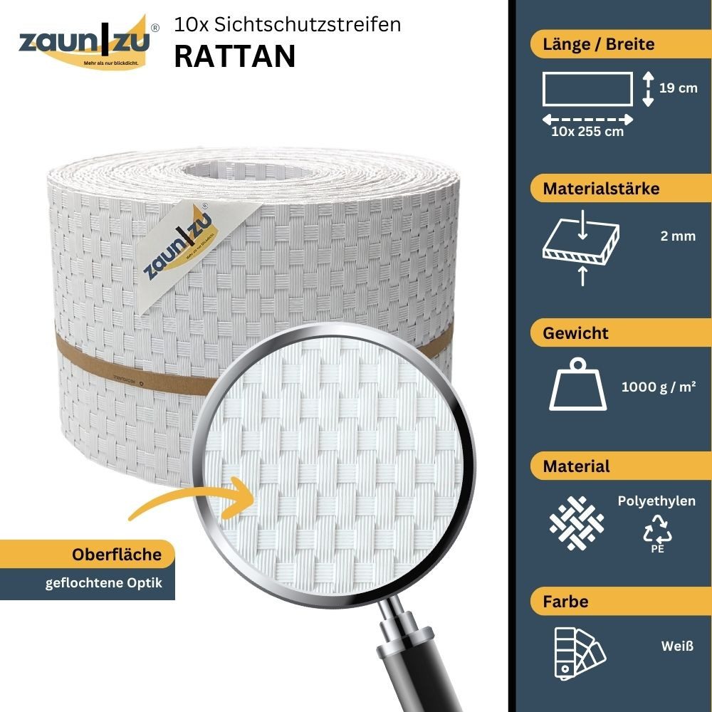 zaunzu Sichtschutzstreifen Rattan für Doppelstabmatten UV-beständig günstig online kaufen