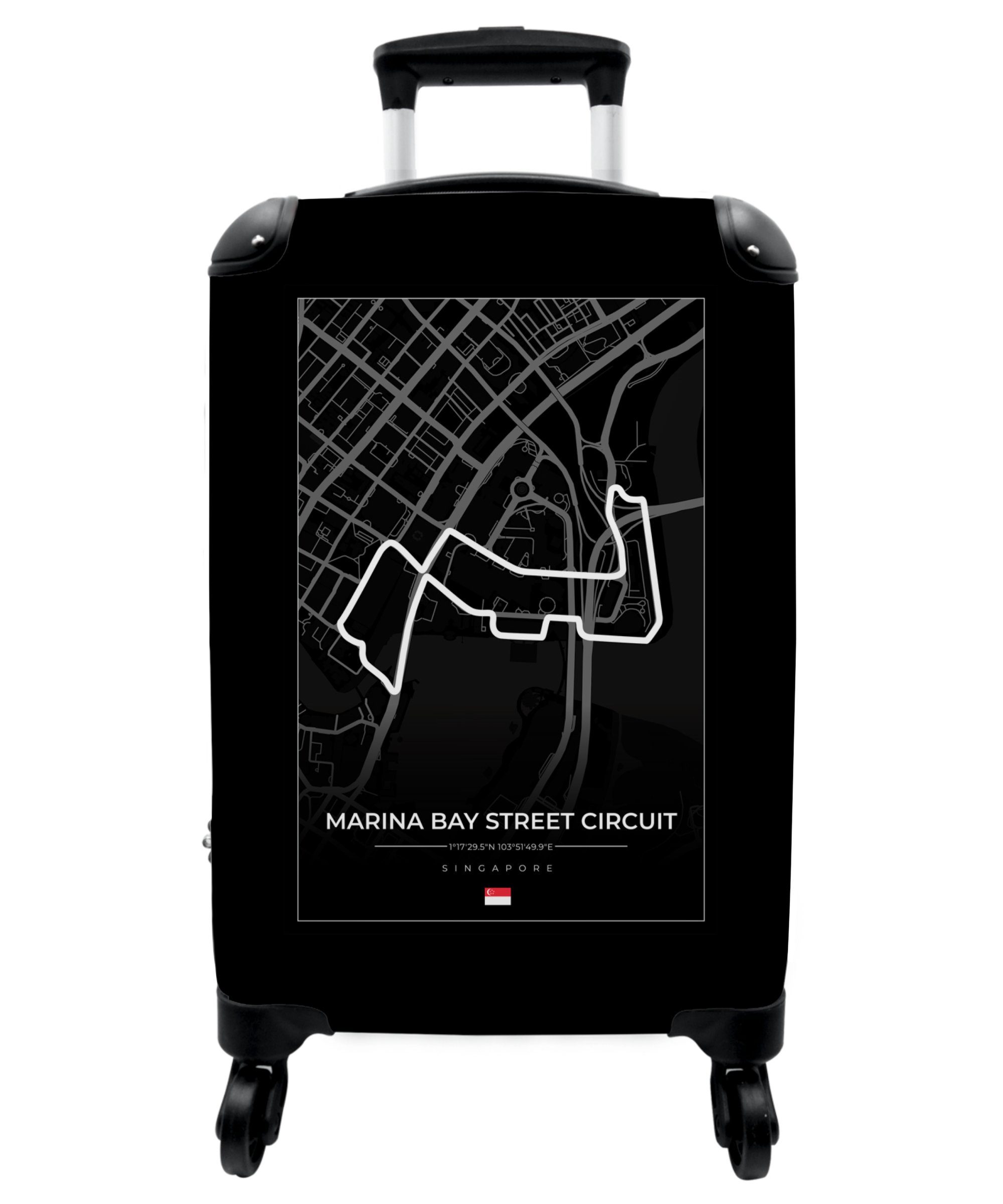 NoBoringSuitcases.com© Handgepäckkoffer 55x35x20cm Rennstrecke - Marina Bay Street Circuit - F1 - Sport -, 4 Rollen, Handgepäck Trolley Rollkoffer Kleine Reisekoffer mit 4 Rollen - Cabin