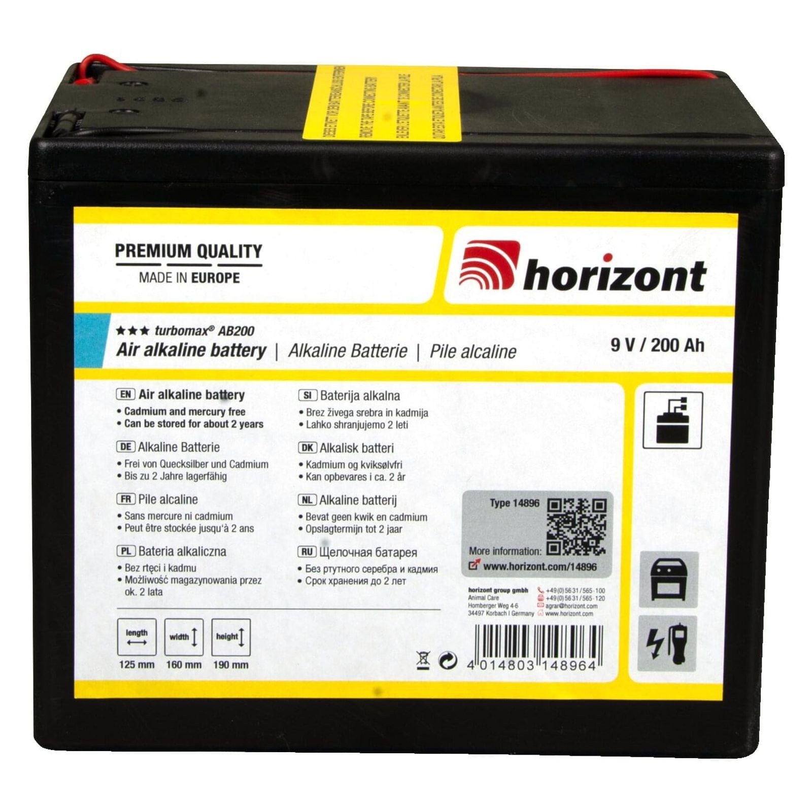 Horizont horizont 9 V Alkaline-Batterie turbomax® AB200 (9 V / 200 Ah) Batterie