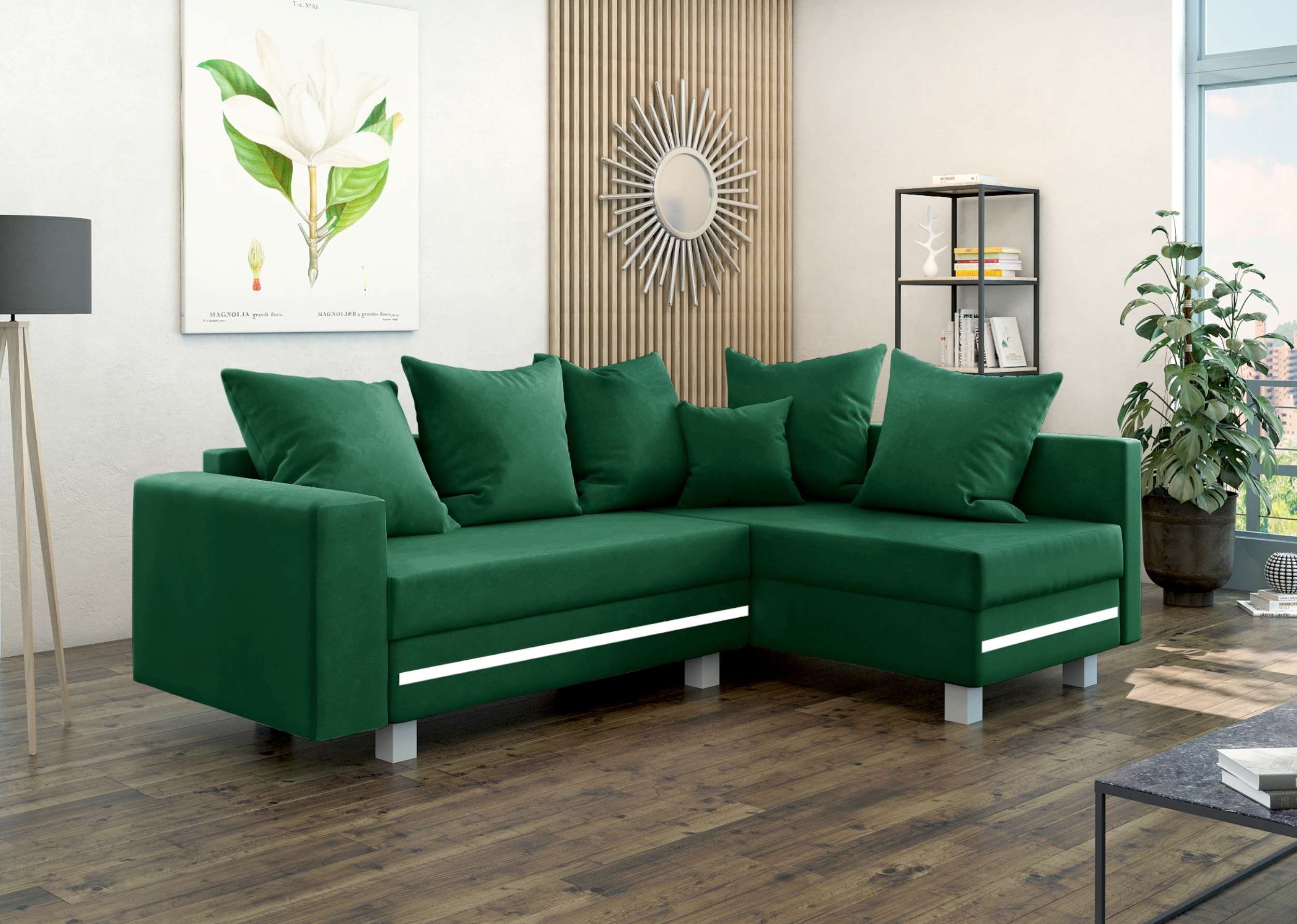 Stylefy Ecksofa Morgan, L-Form, Eckcouch, mane links oder rechts bestellbar, mit LED-Beleuchtung, inklusive Kissen, Modern Design