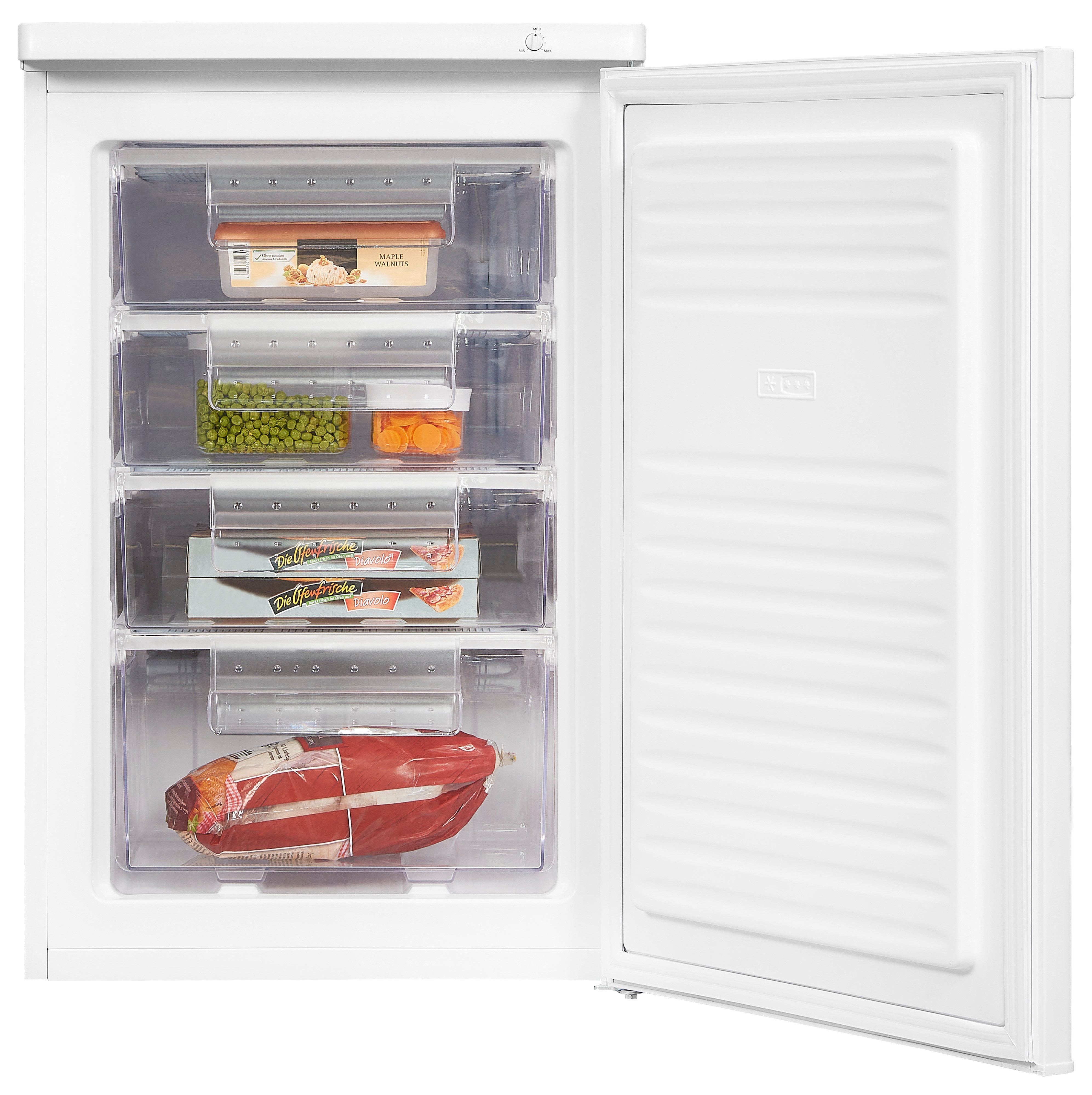 exquisit Gefrierschrank GS12-040E weiss, 85,5 cm hoch, 55 cm breit, Kompakter 4*-Gefrierschrank–flexibel, zuverlässig&leicht zu bedienen