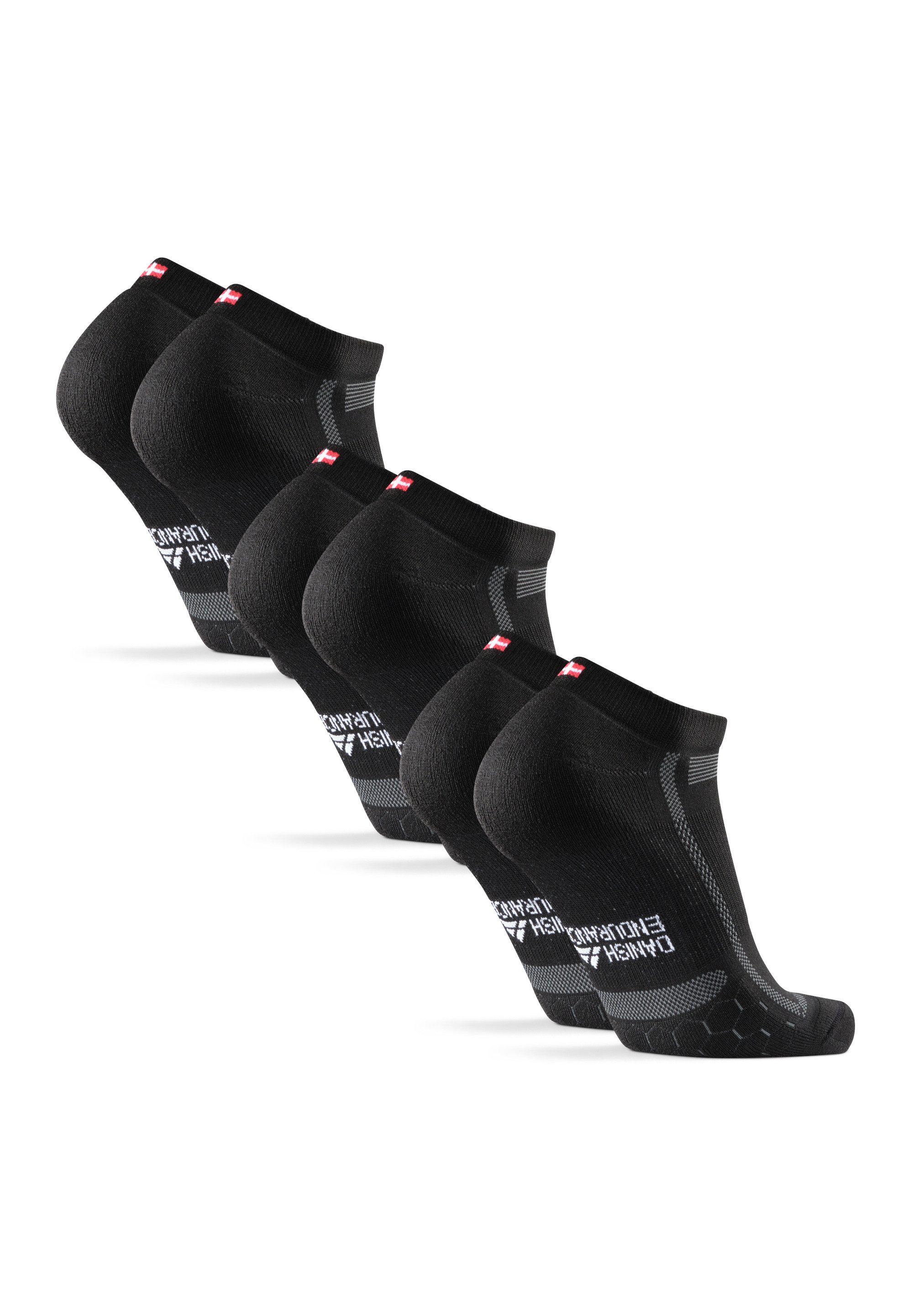 DANISH ENDURANCE Basicsocken Long Distance Low-Cut (3-Paar) kurze gepolsterte Sportsocken, Anti-Blasen, Ideal für Läufer