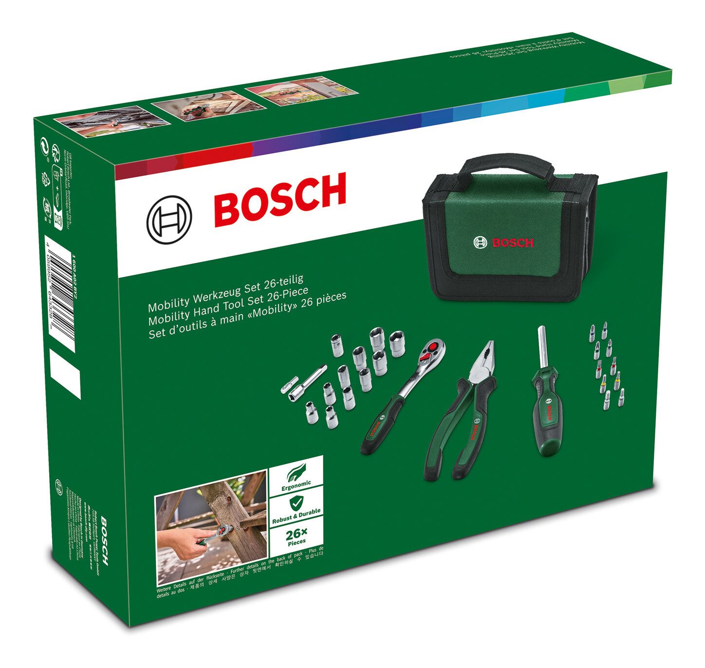 Bosch Home & Garden Akku-Bohrschrauber EasyDrill 18V-40, 18 V, Mit 1x Akku 2 Ah, Mobility Werkzeug-Set 26 tlg. - im Tragekoffer – Bild 4 von 5