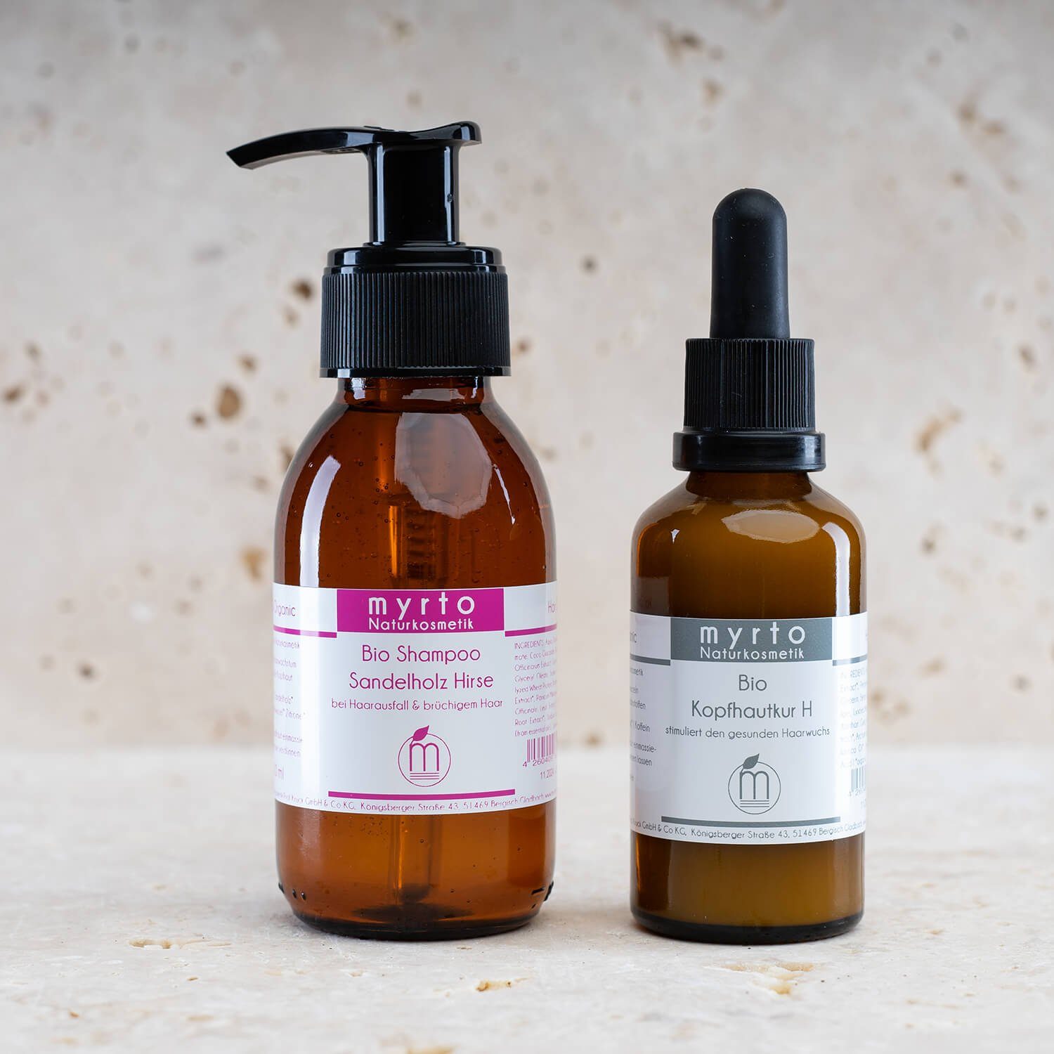 myrto Naturkosmetik Kopfhaut-Pflegeserum Bio Kopfhautkur H - Serum gegen Haarausfall mit Hirse & Koffein  für, Haarwachstum, versorgt Haarwurzeln rein pflanzliche Mikronährstoffe