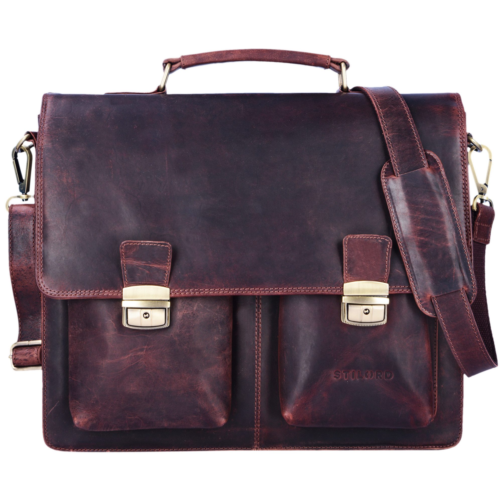 STILORD Aktentasche "Tiberius" Vintage Aktentasche Leder