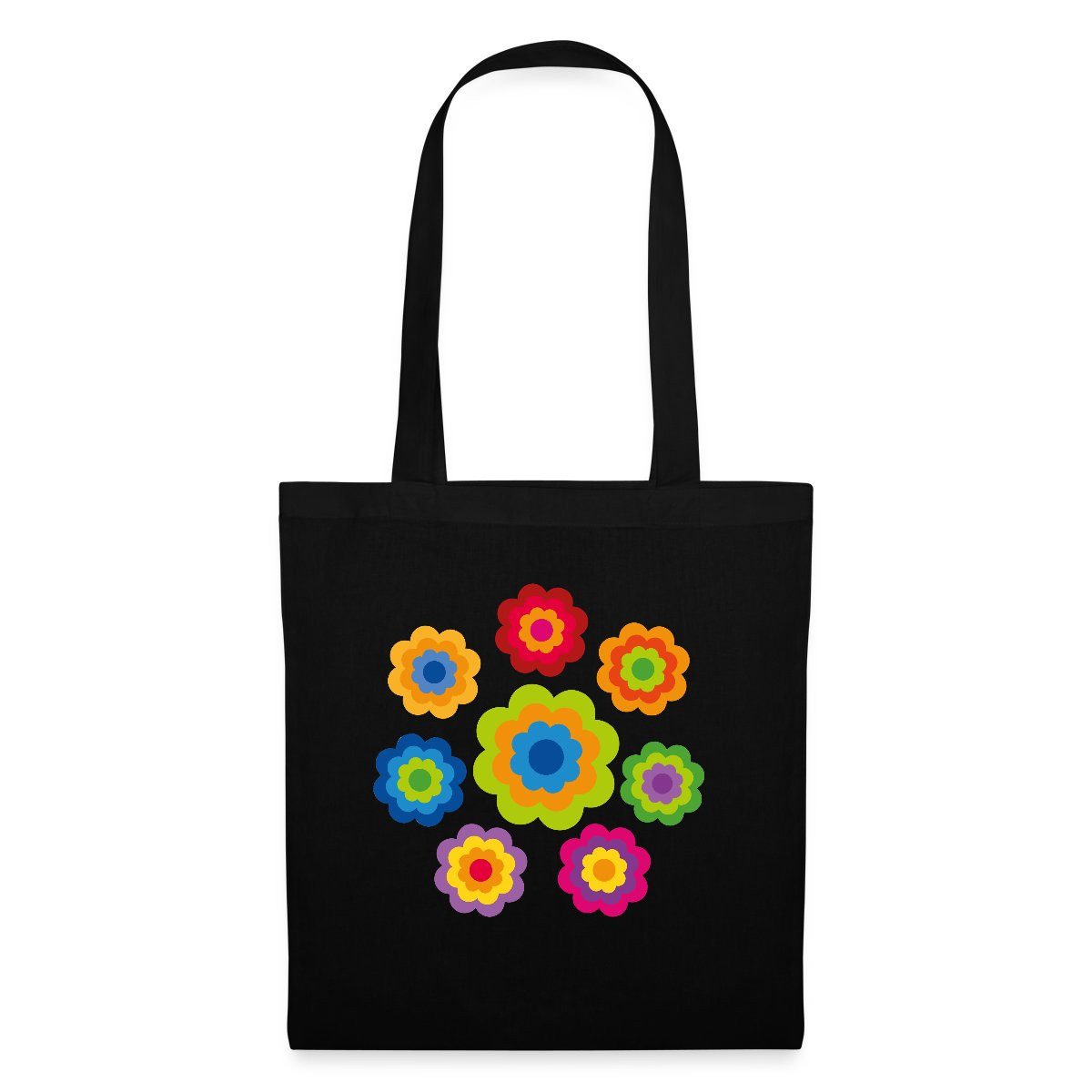 Spreadshirt Henkeltasche 70er Jahre Hippie Flower Power Kostüm Blumen Fasching Stoffbeutel (1-tlg)