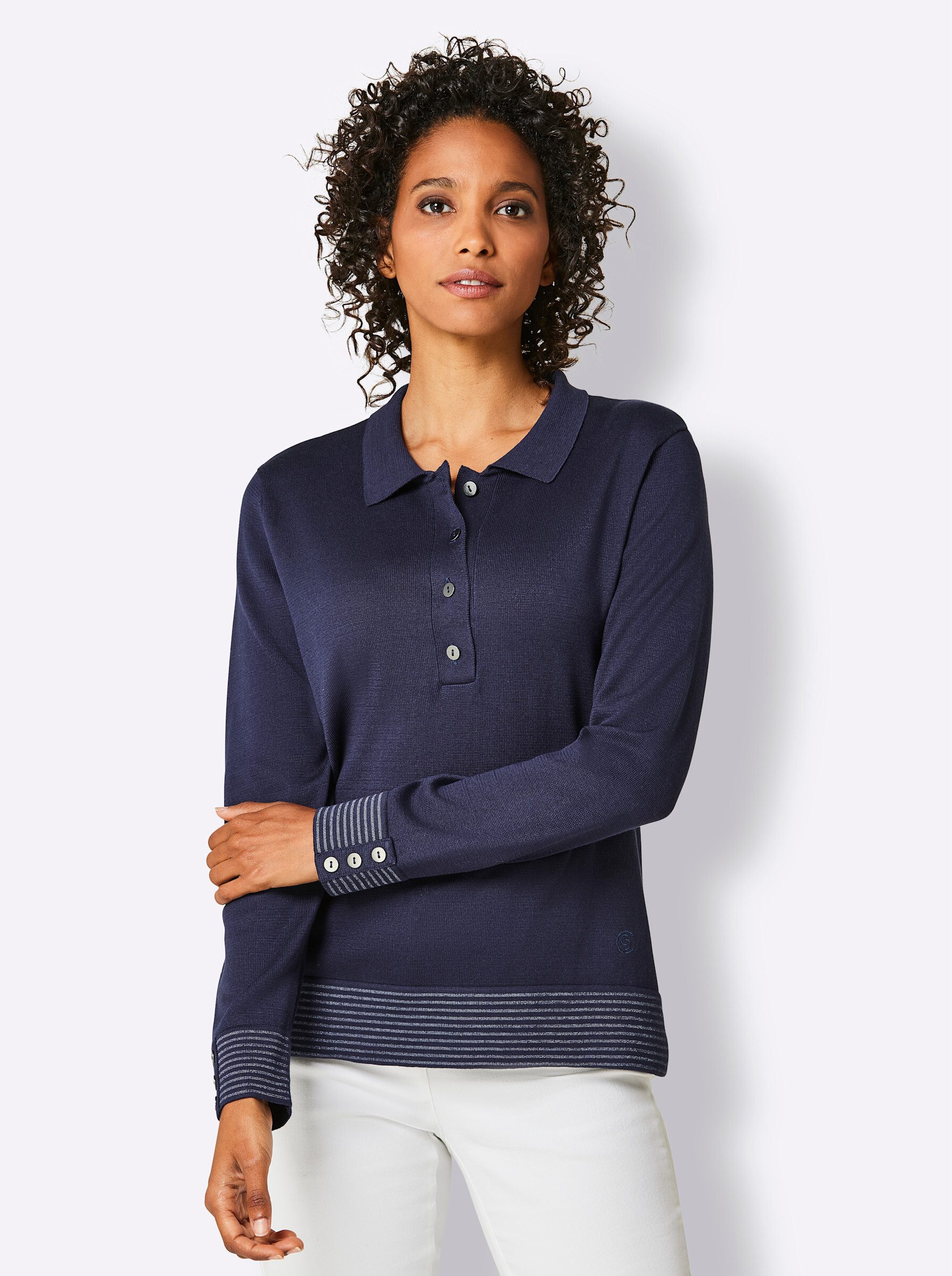 Strickpullover Baumwoll-Pullover Langarm Feinstrick, Jersey