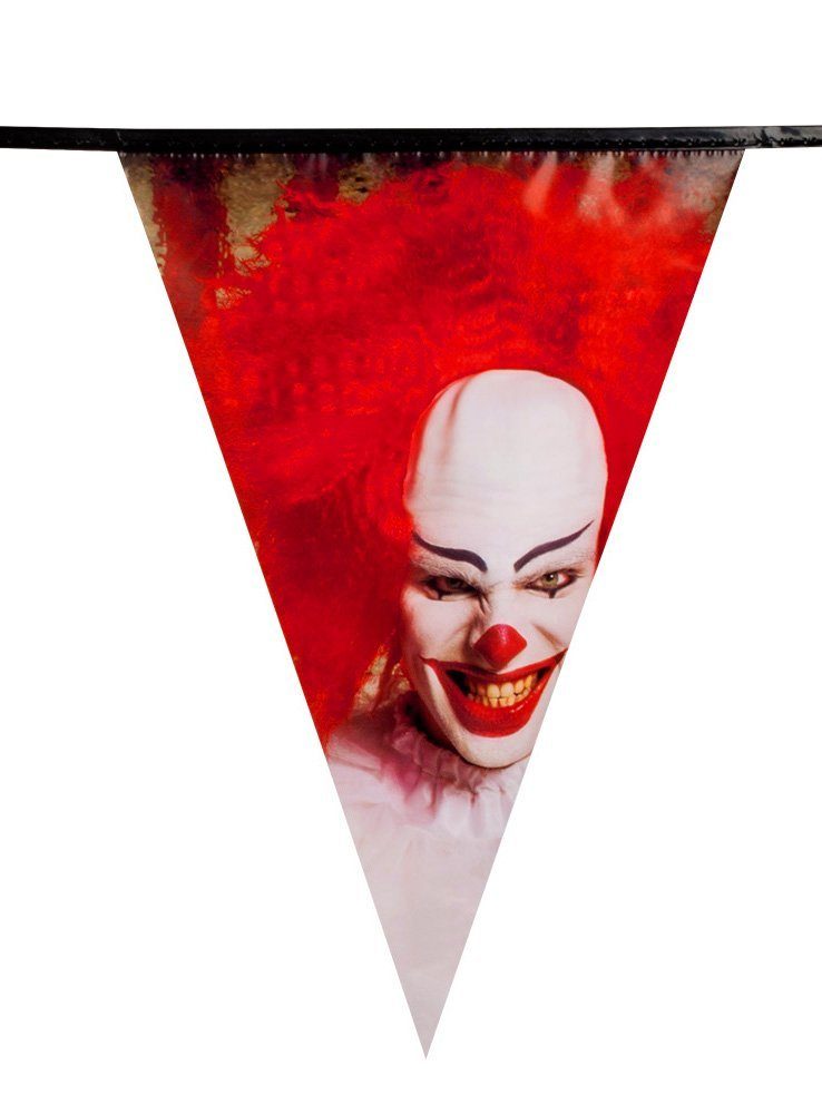 Boland Dekofigur Horrorclown Girlande - Wimpelkette Halloween Deko, Wenn 'ES' auch eingeladen ist: Deko für Halloween- und Mottopartys!