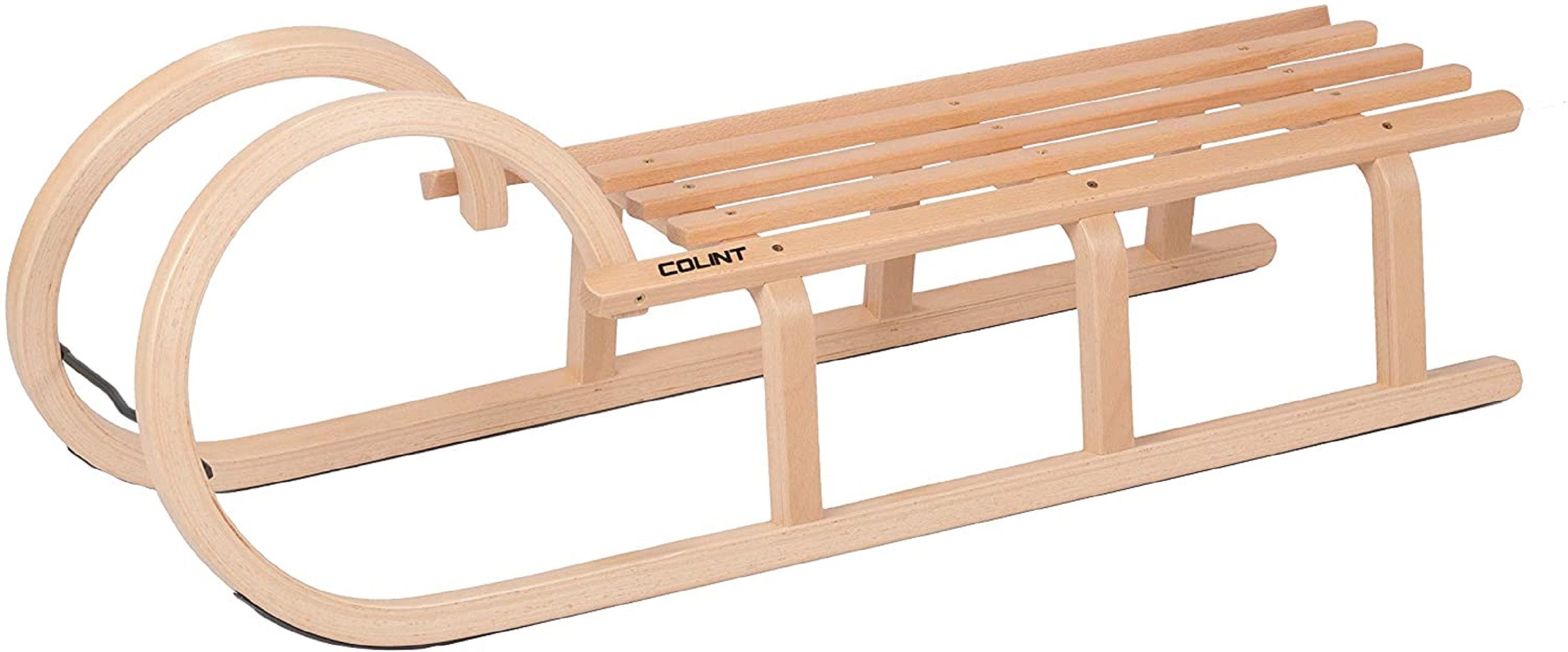 COLINT Hornschlitten Hörnerschlitten 110 cm Holzschlitten Schlitten Holz Rodel Hörner