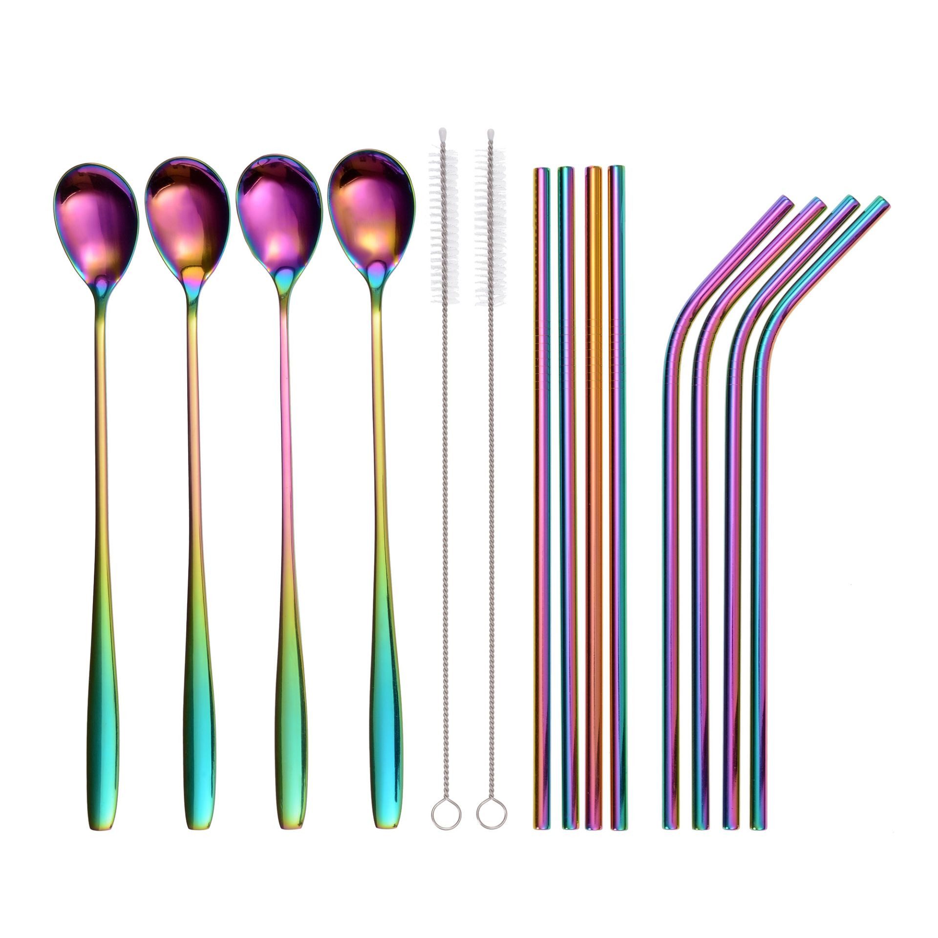 GRÄWE Trinkhalme, (14-tlg), Trinkhalm-Set 14-tlg., Edelstahl, bunt