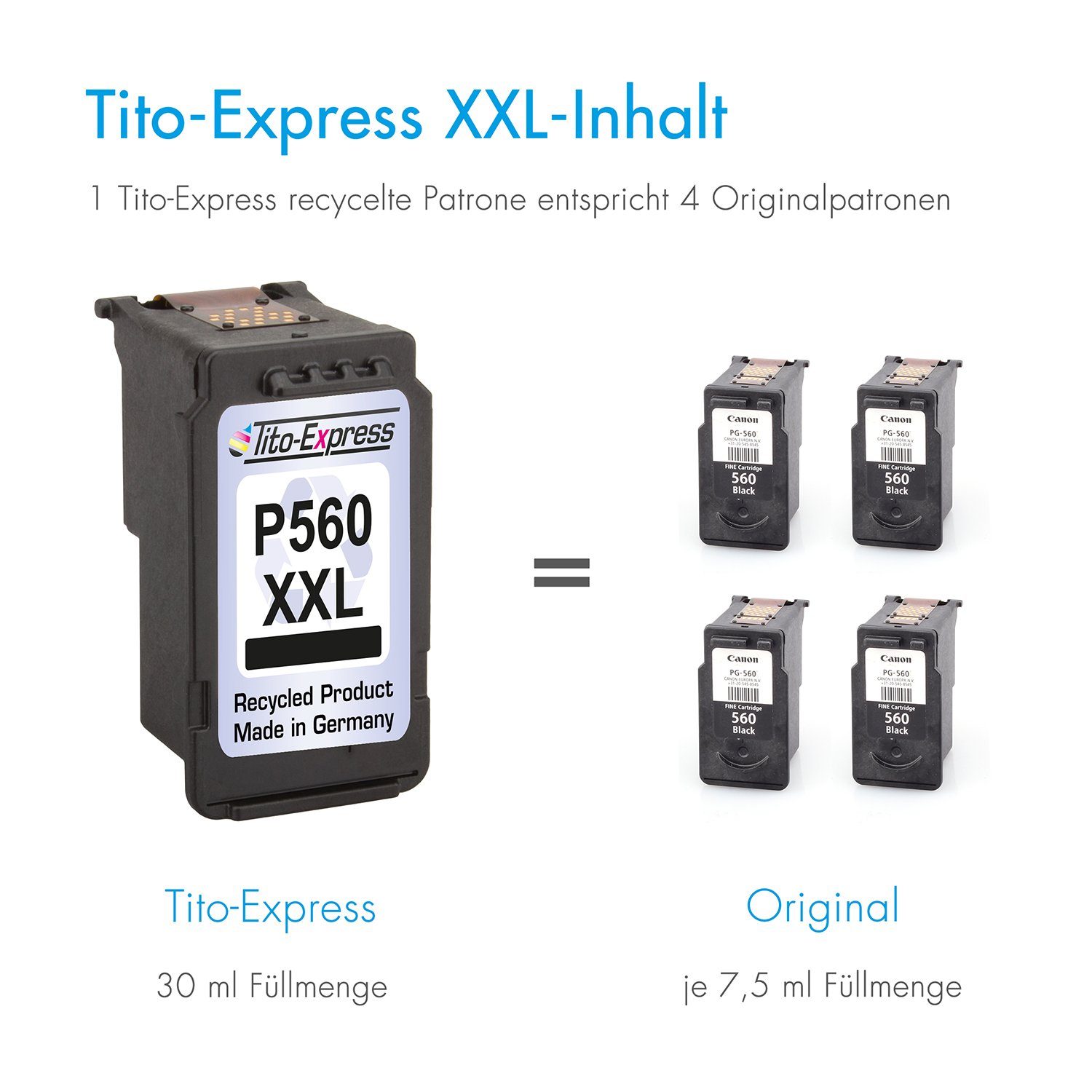 Tito-Express 2er TS5353 XL TS-5351a ersetzt TS-5353a) TS7450 TS5351 TS-5352a (für PG-560 Tintenpatrone 560 Canon Black TS7450 CL-561 PG Set TS5352