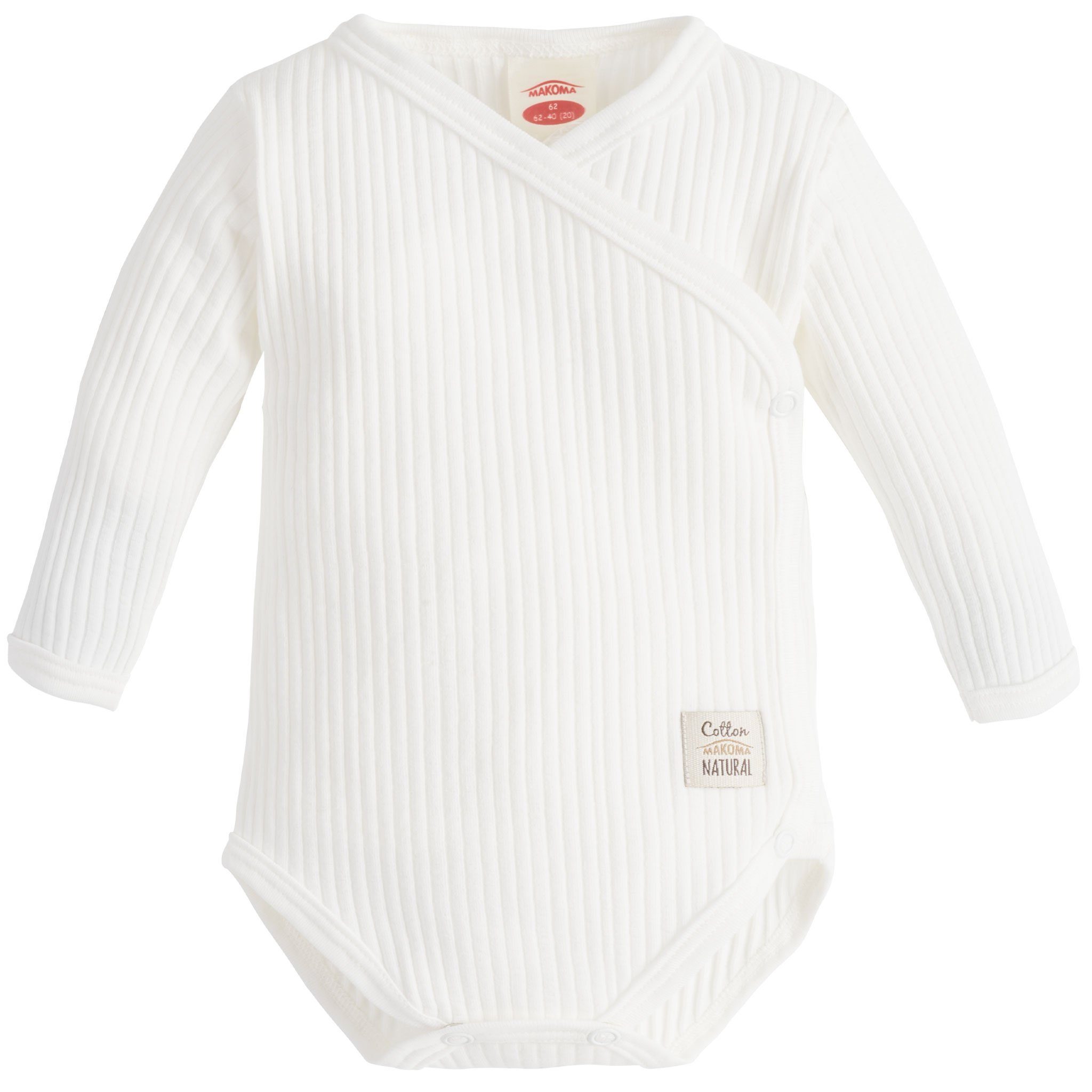Wickelbody Baby Body Langarm Gerippt für Neugeborene -Harmony- Weiß