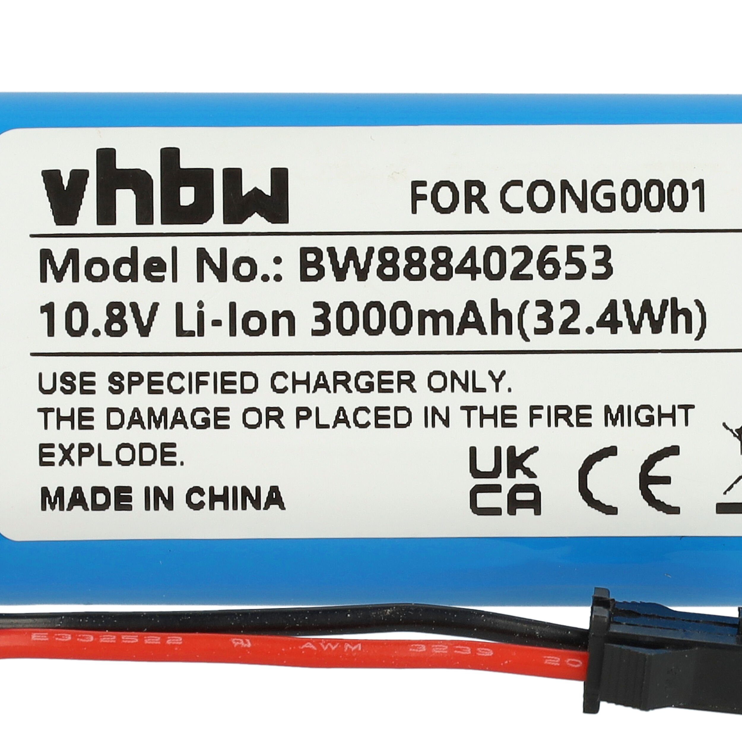 vhbw Ersatz für Cecotec CONG0001 (10,8 Staubsauger-Akku für 3000 V) Li-Ion mAh
