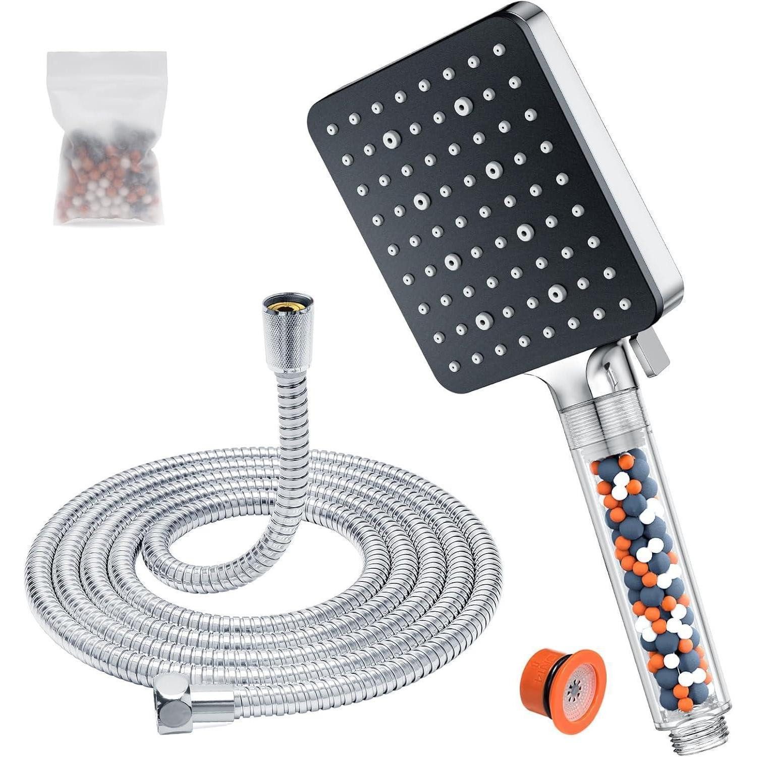 LuxusKollektion Handbrause Duschkopf mit Schlauch 1.6M Filter 6 Strahlarten Chrom 1*Duschkopf