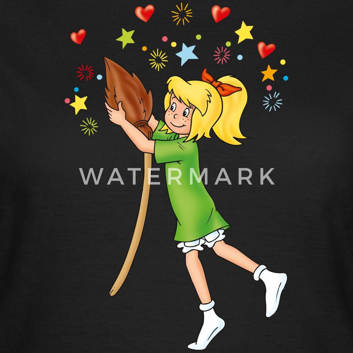 Spreadshirt T-Shirt Bibi Blocksberg Tanzt Mit Ihrem Besen Kartoffelbrei Frauen T-Shirt (1-tlg)