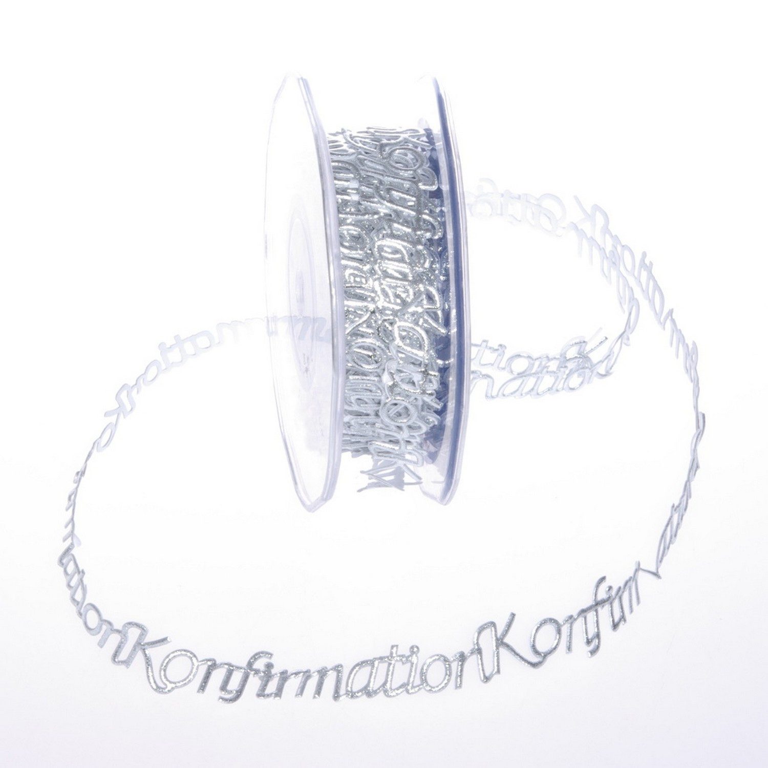 Deko AS Bastelband Selbstklebende Bordüre "Konfirmation" Silber - 15mm - 10m -