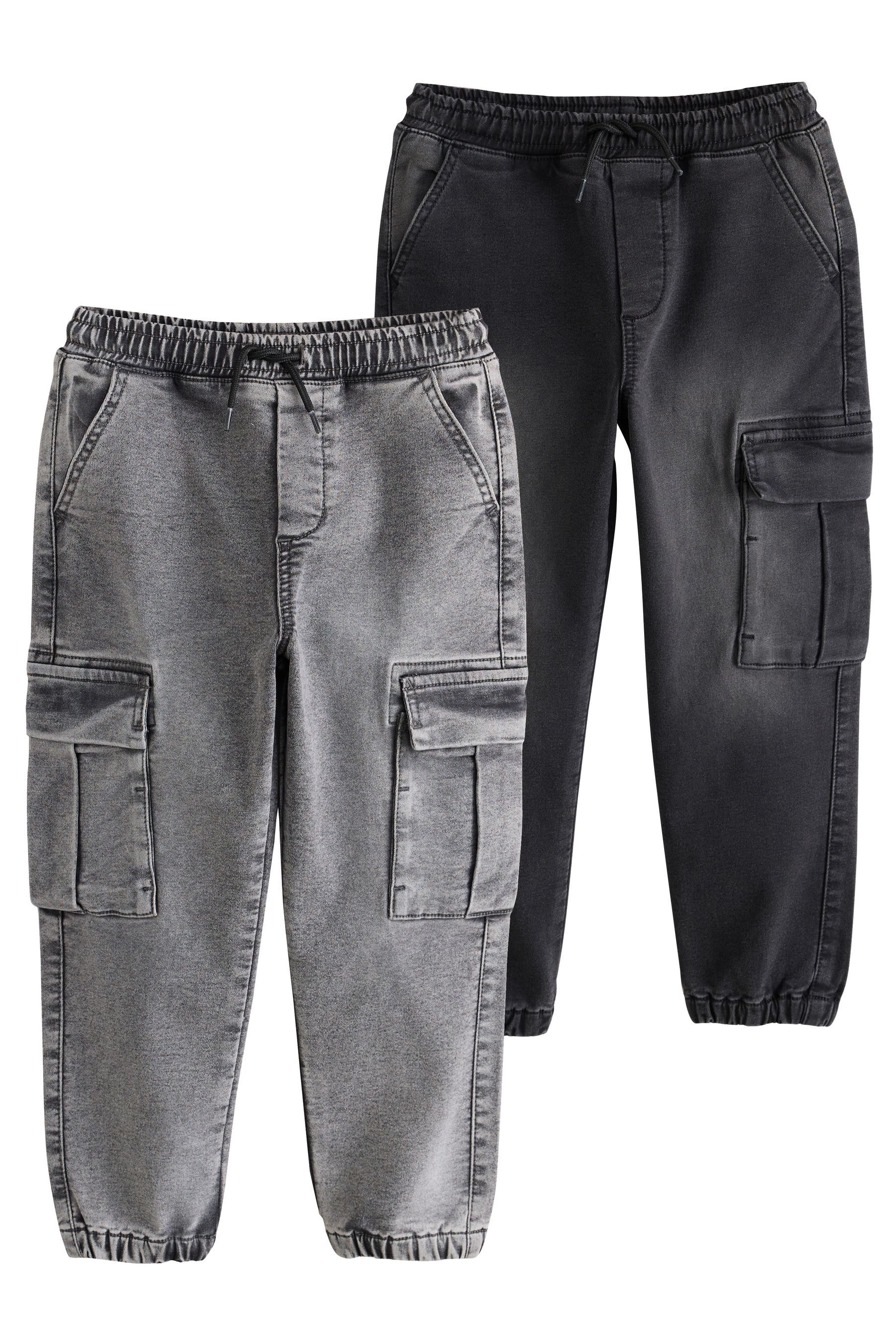 Next Loose-fit-Jeans Denim-Cargohosen im Loose Fit, Gummibund, 2er-Pack (2-tlg)