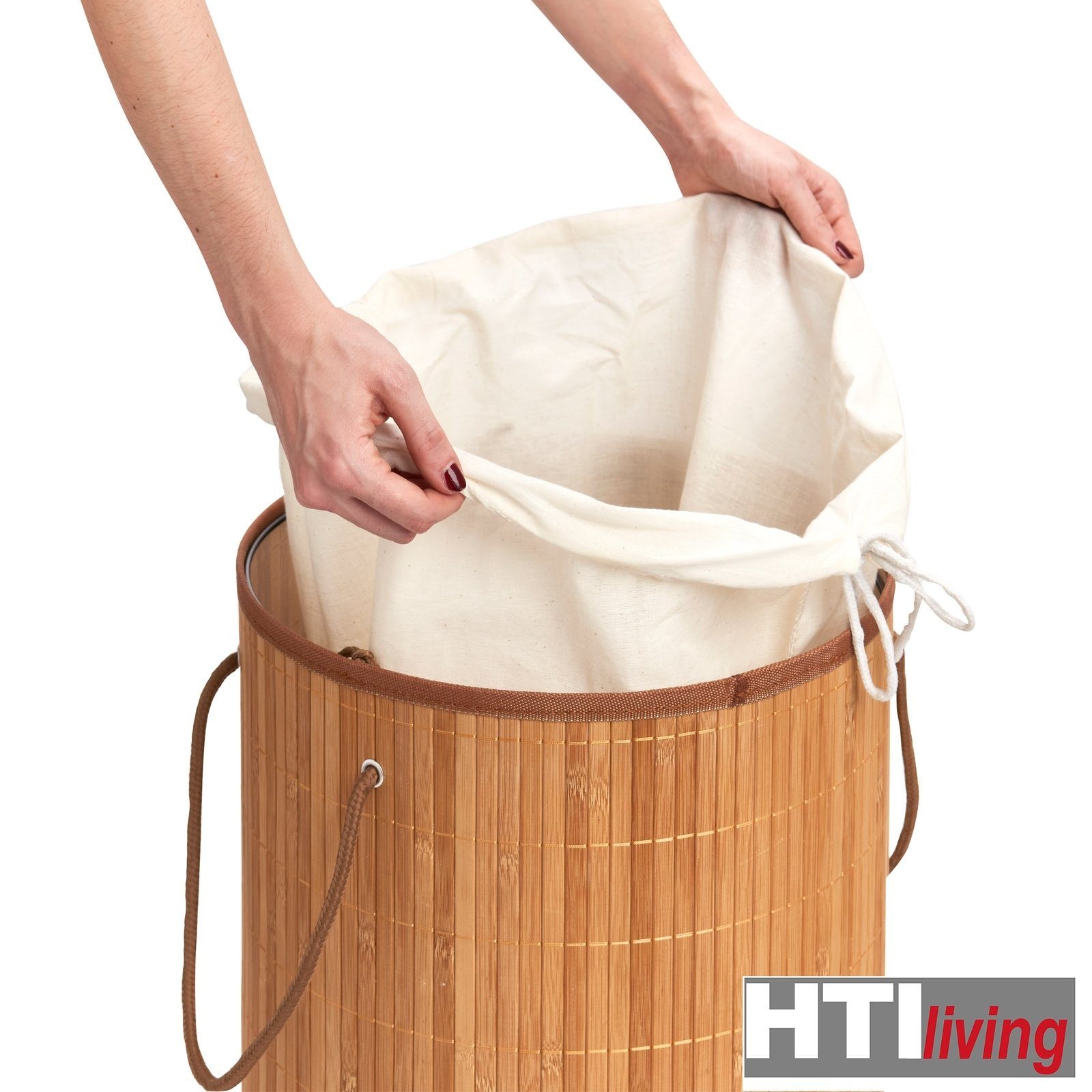 HTI-Living Wäschekorb Wäschesammler Bambus rund