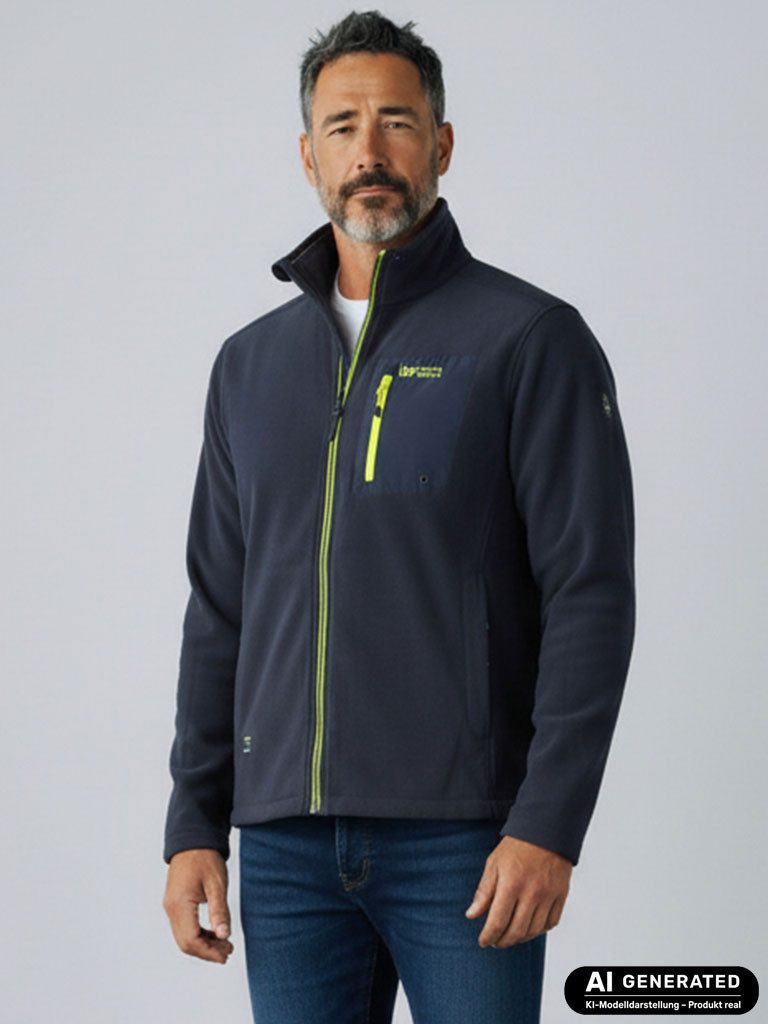 Dry Fashion Fleecejacke Esens Herren Jacke Fleece Stehkragen - Übergangsjacke Freizeitjacke Sportive Passform, Seitentaschen & Brusttasche mit Reißverschluss