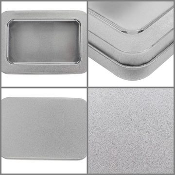 Kurtzy Aufbewahrungsbox 10er Set Metallboxen zur Aufbewahrung, silber, 9x6,3x1,8cm, 10er Pack Metall Aufbewahrungsboxen, silber, 9x6,3x1,8cm