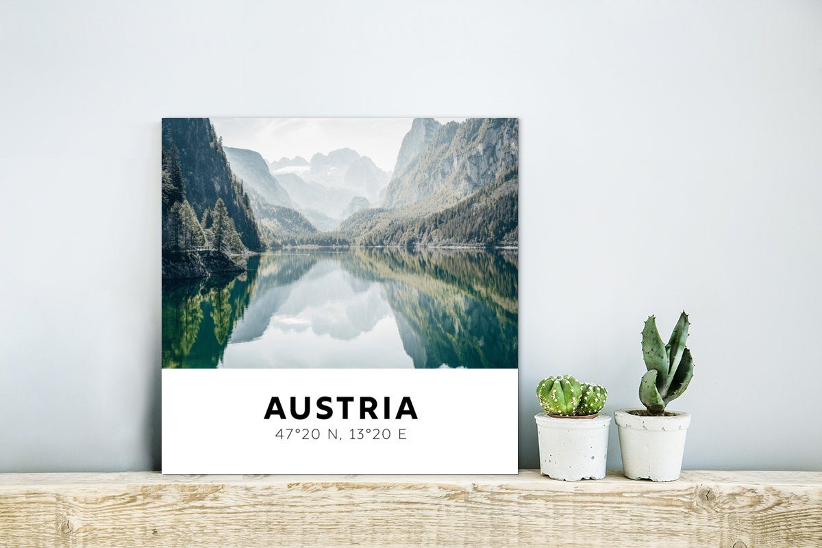 MuchoWow Metallbild Gemälde Metall, - Österreich - See Berge, aus (1 Alu-Dibond-Druck, deko Aluminium St)