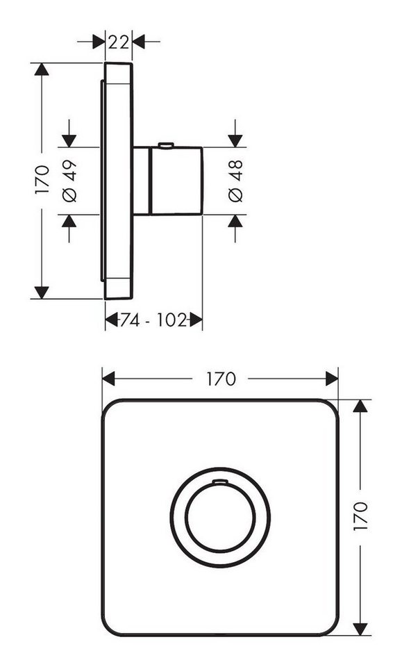 Thumbnail - hansgrohe Unterputzarmatur Axor ShowerSelect Thermostat Highflow Unterputz - Mattschwarz