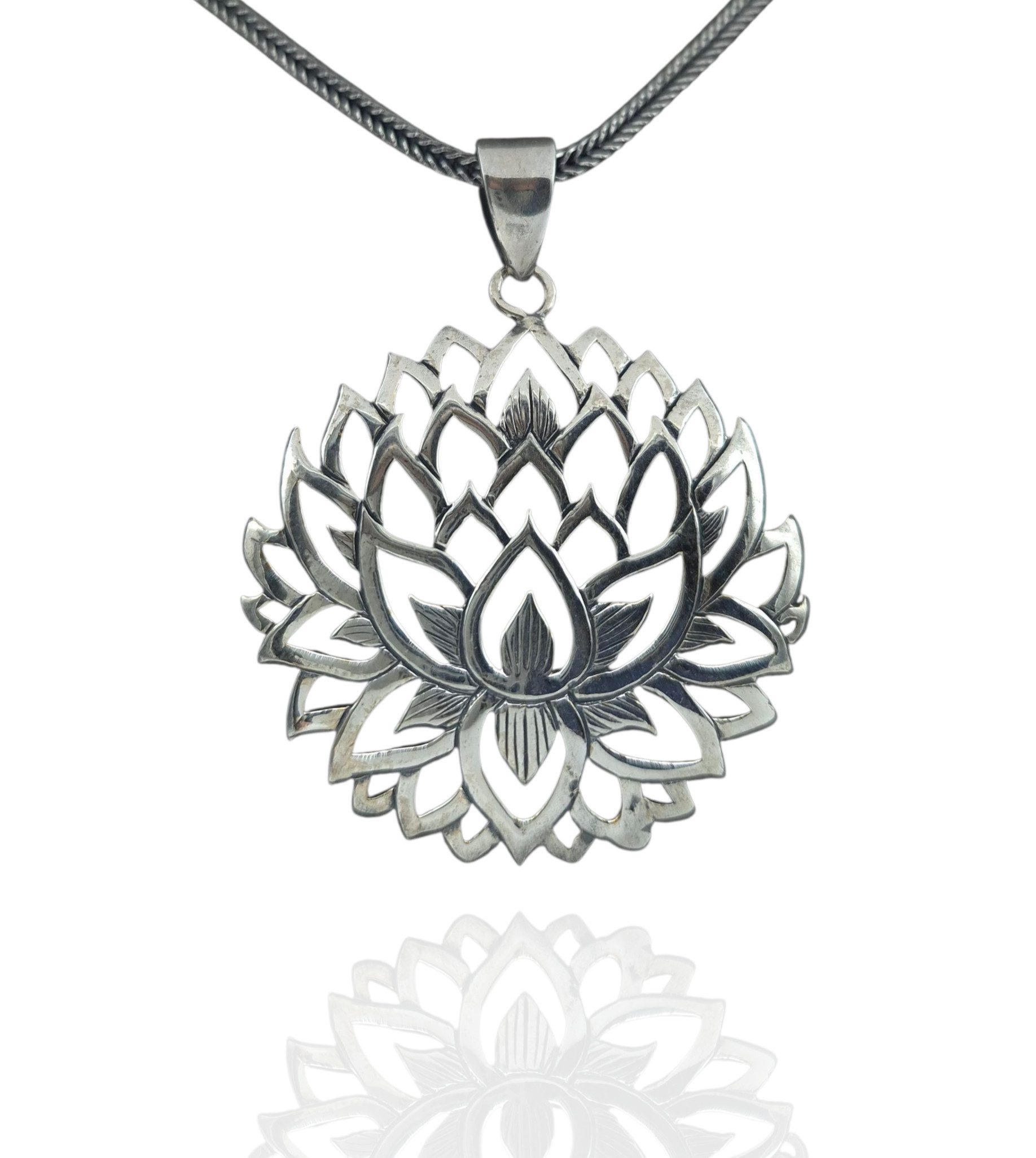 Kette mit Anhänger Silber Lotus Blume Lebensblume Silber Kette Blume des Lebens