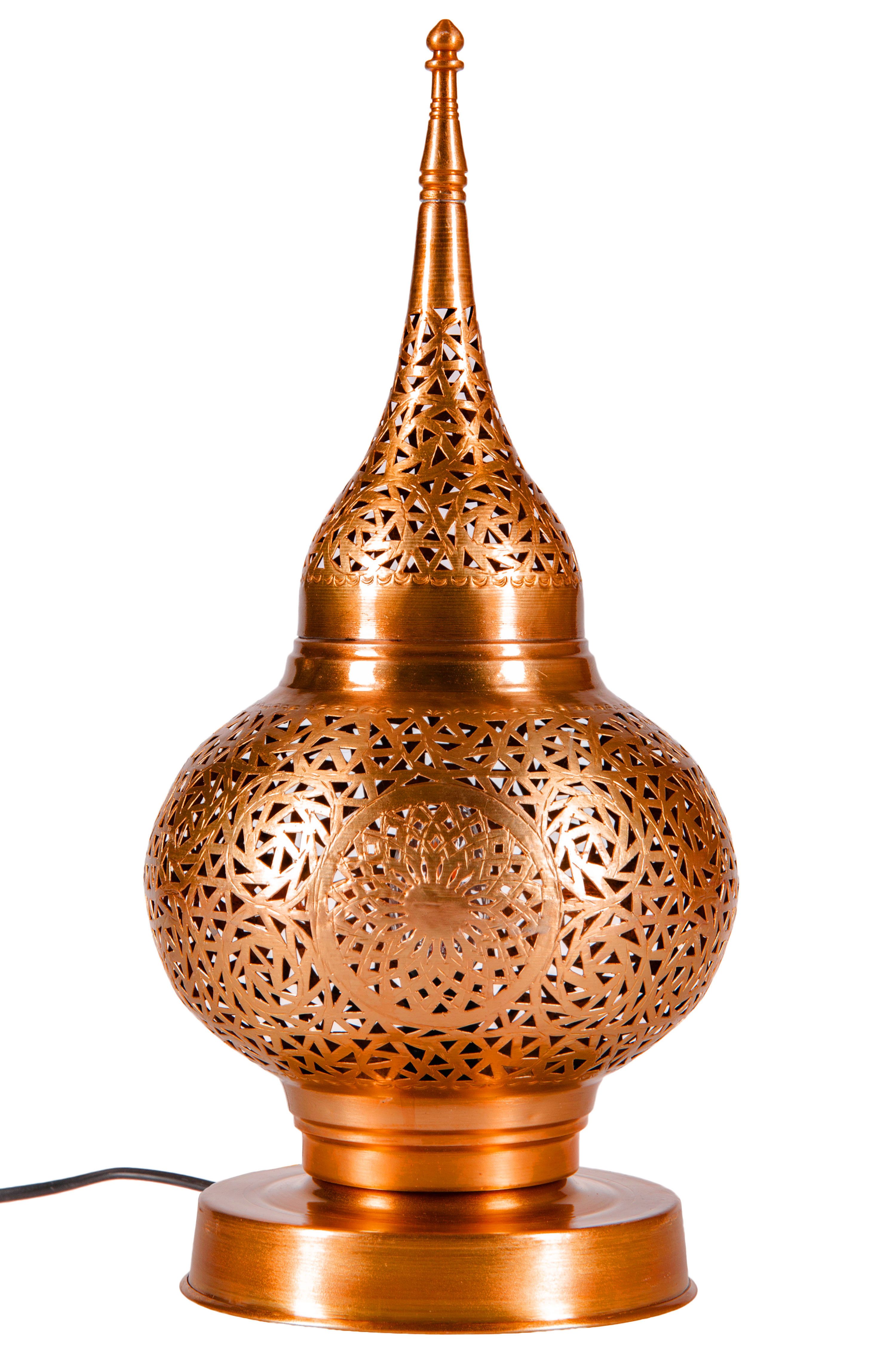 Marrakesch Orient & Mediterran Interior Nachttischlampe Orientalische Tischlampe Hayati handgefertigt aus Kupfer 45 cm modern, Handarbeit