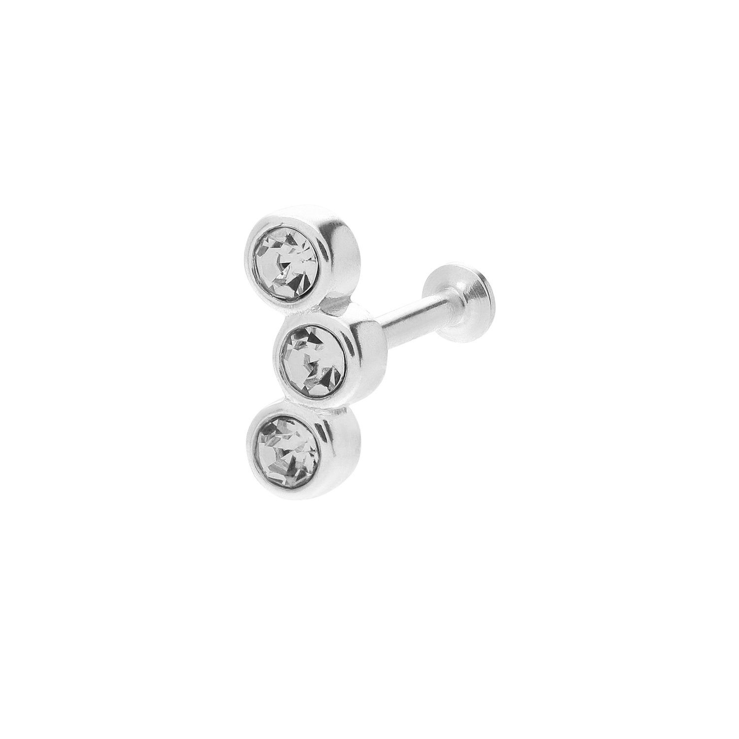 LUCARDI Plug Piercing - Stahl - Silber - Zirkonia - Damen