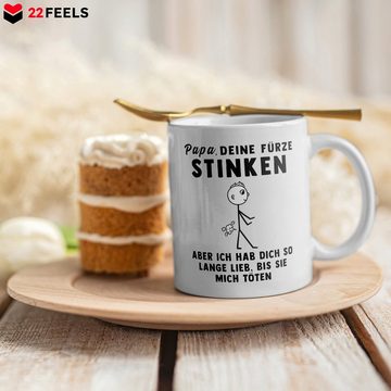 22Feels Tasse Papa Geschenk Vatertag Vater Geburtstag Kaffeetasse Mann Weihnachten, Keramik, Made in Germany, Spülmaschinenfest