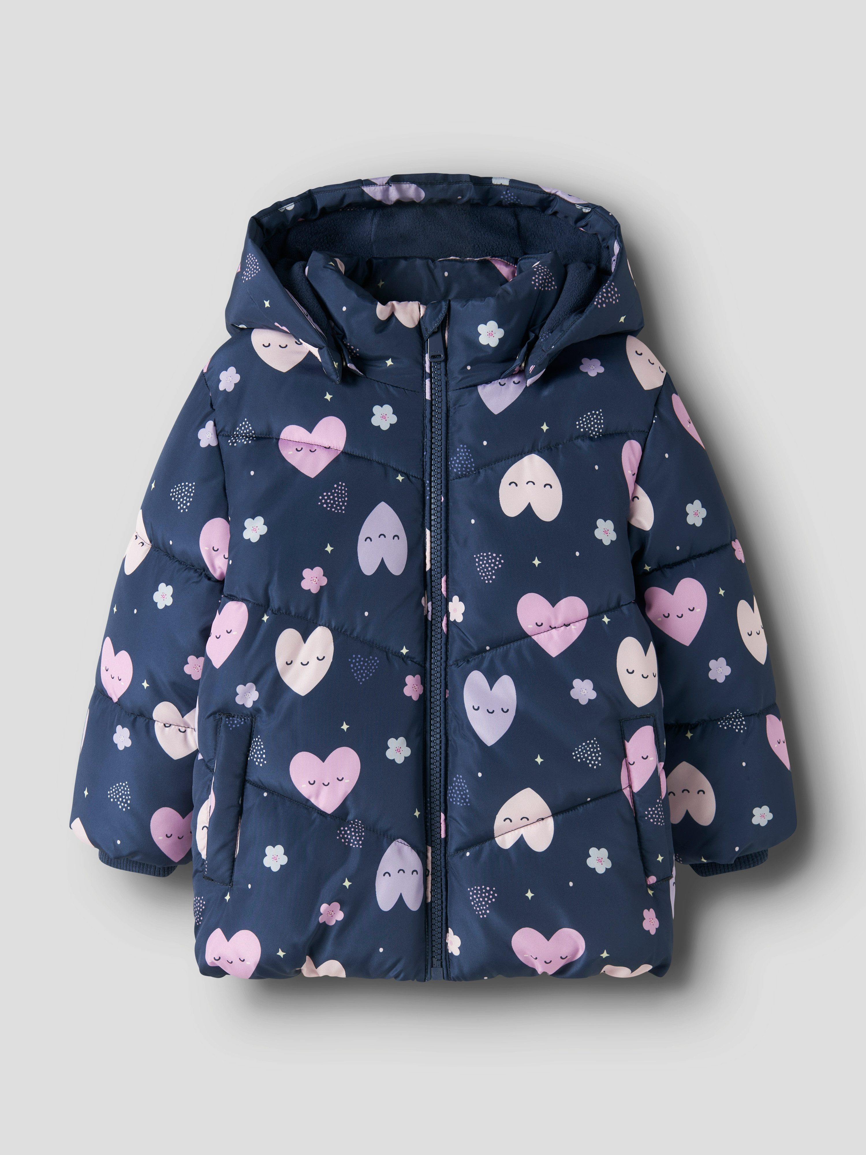 Name It Steppjacke NMFMAY PUFFER JACKET AOP1 Kunstfaser, reflektierende Details