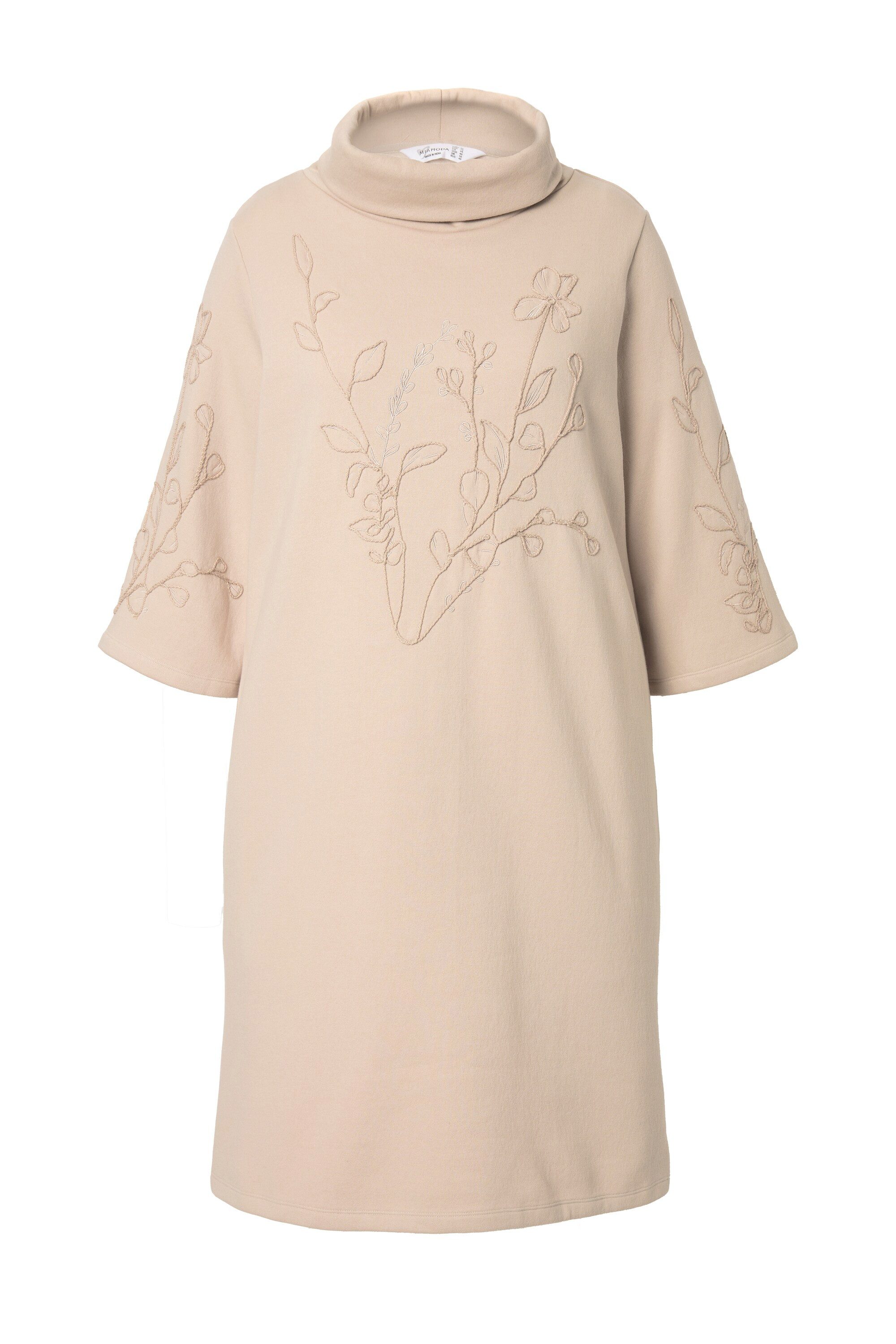 MIAMODA Jerseykleid Sweatkleid A-Linie Blüten-Stickerei Stehkragen günstig online kaufen