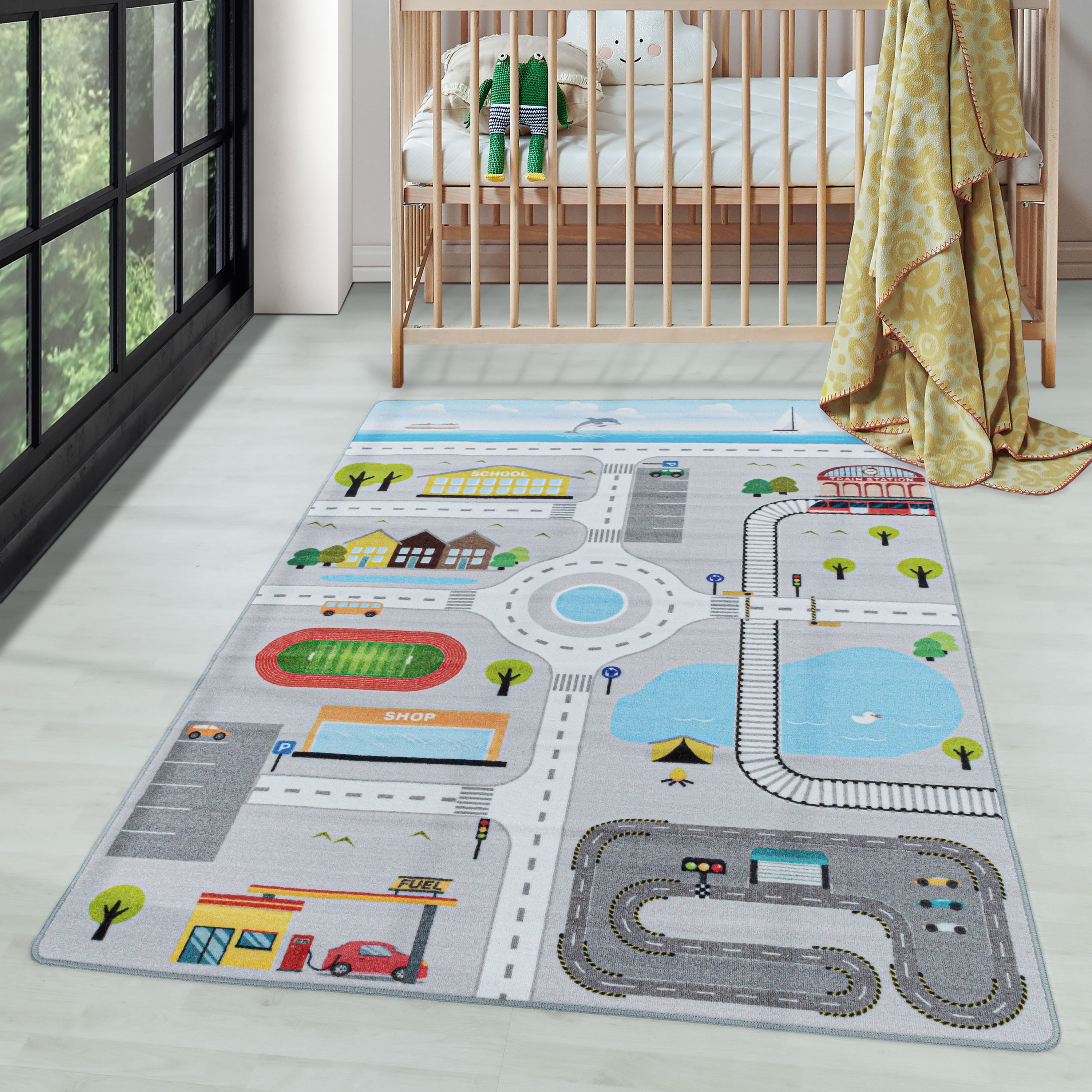 Kinderteppich Straßenteppich, Carpettex, Läufer, Höhe: 7 mm, Kinderteppich Straßenteppich Teppich Kinderzimmer Rutschfest Waschbar