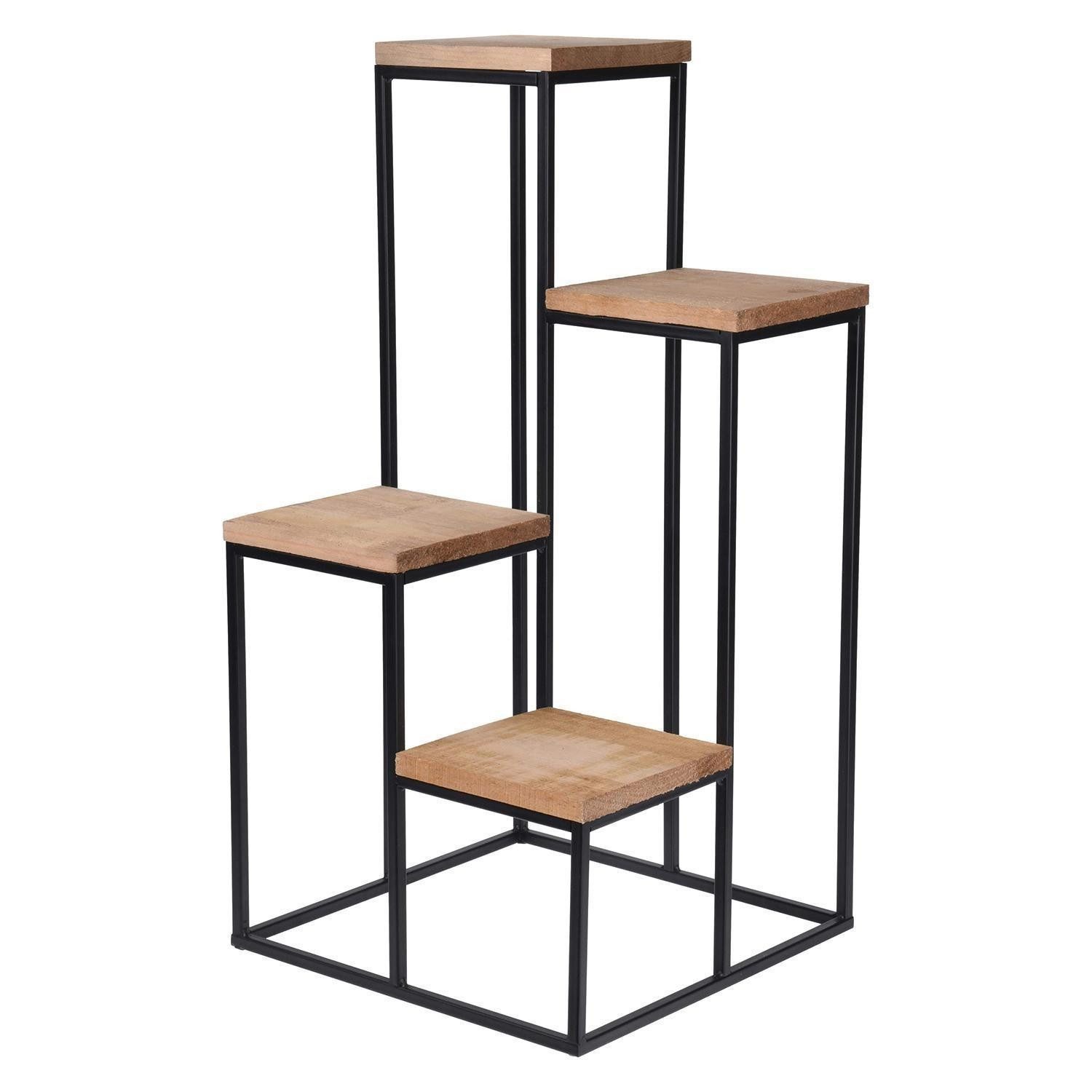 Koopman Stufenregal STEPS, 4 Stufen, Braun, Schwarz, Kiefernholz, Metall, B günstig online kaufen
