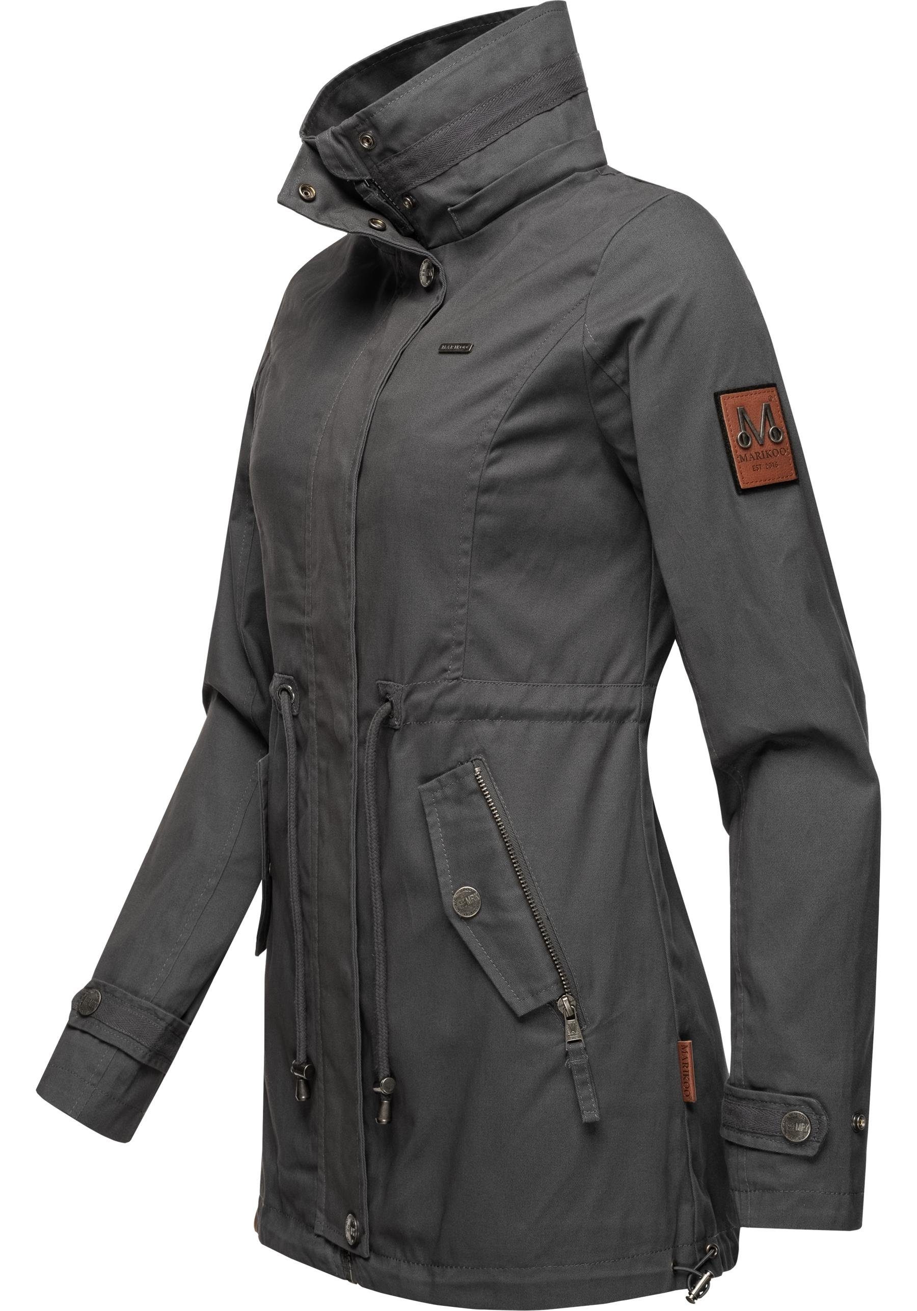 Marikoo Outdoorjacke Nyokoo modische Baumwoll Übergangsjacke mit großer Kapuze