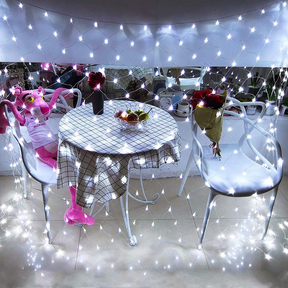 Warmweiß, IP44 Lichtervorhang Garten Lichternetz Weihnachten, LED-Lichterkette Außen Wasserdichte Sunicol etc für Hochzeit, Schlafzimmer, Weihnachtsdeko DIY LED